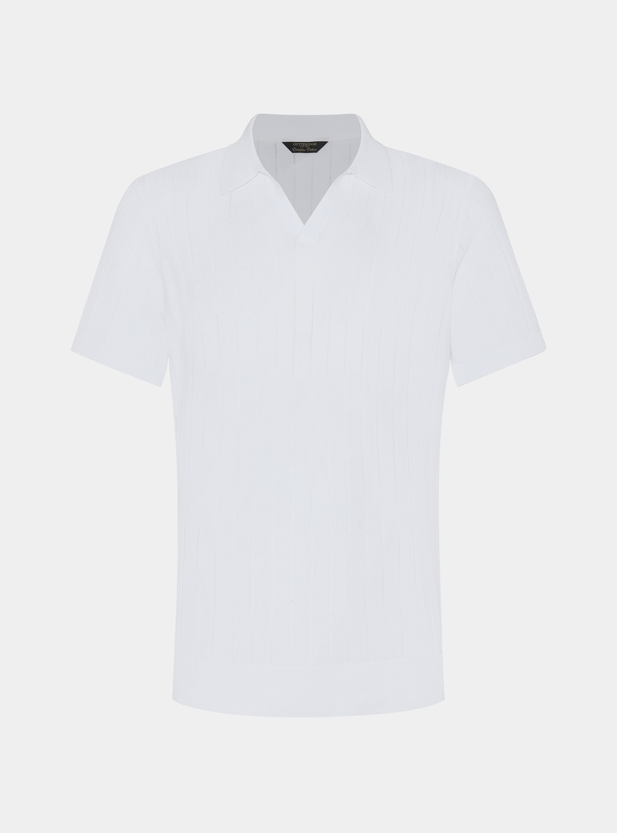 Polo traforata in cotone spigato, BIANCO