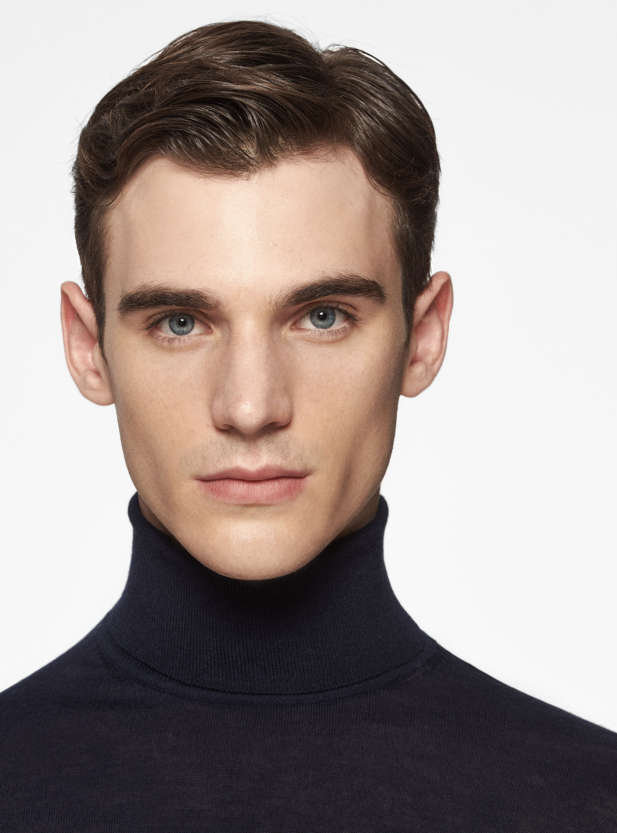 Turtleneck in pure extra-fine merino wool, NAVY BLUE