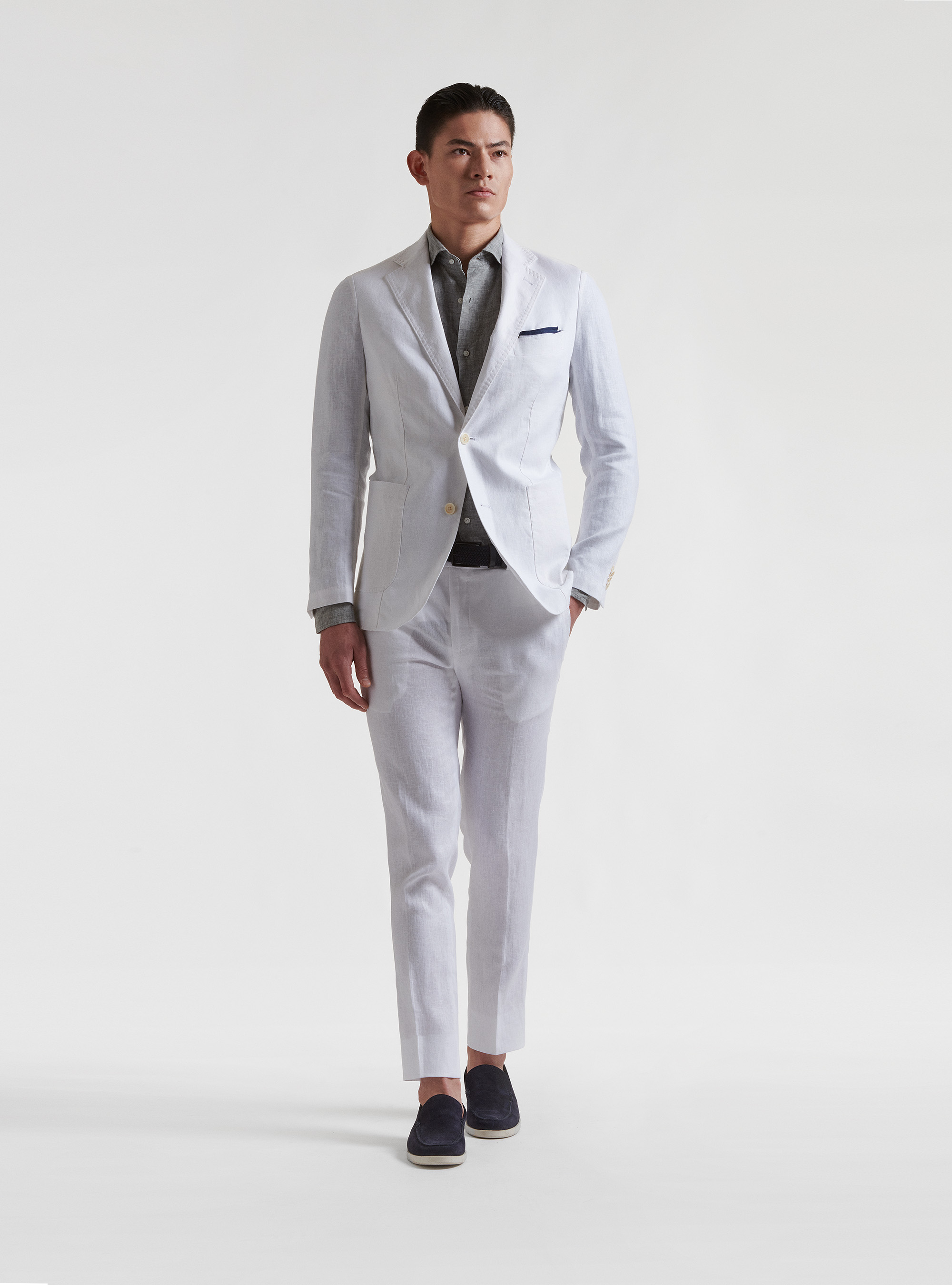 Pure linen suit blazer, WHITE