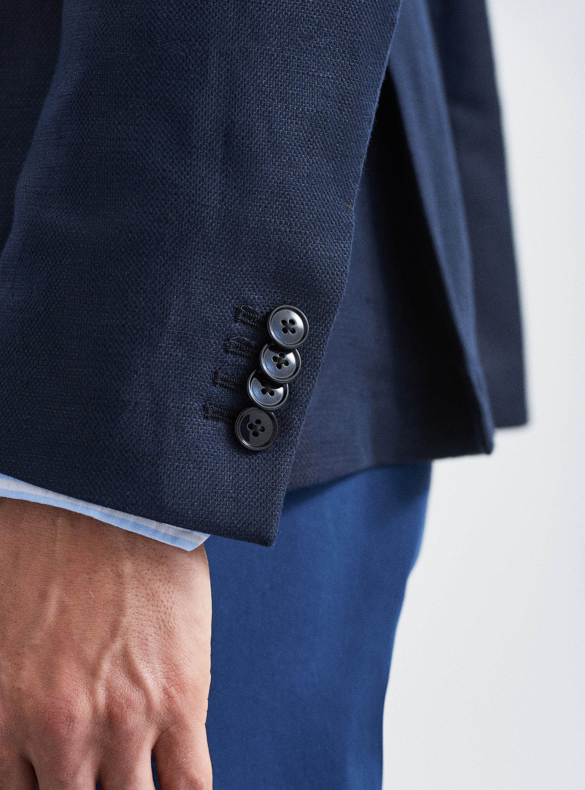 Giacca in lino e cotone, BLU NAVY