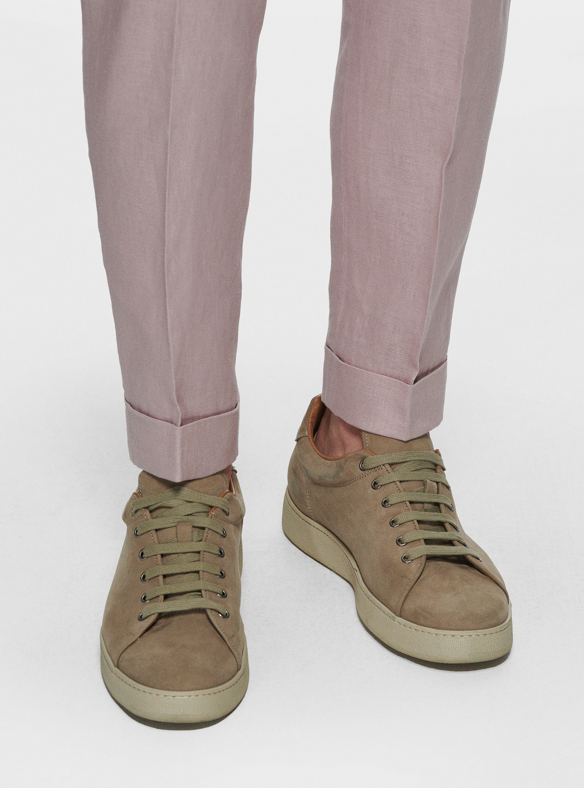 Pure linen double pleat trousers, 0441C ROSA SCURO