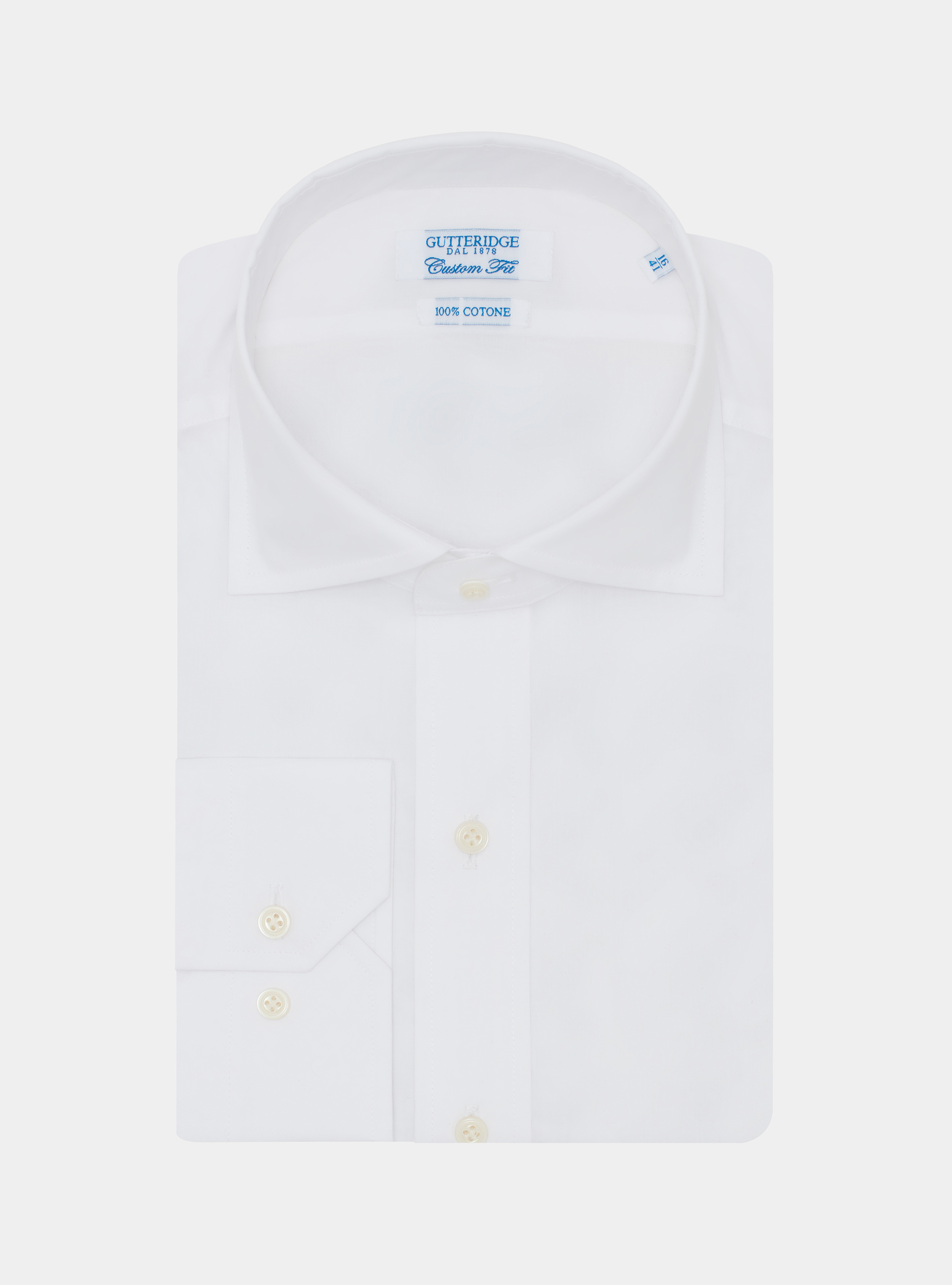Camicia confort popeline di cotone collo semifranc, WHITE