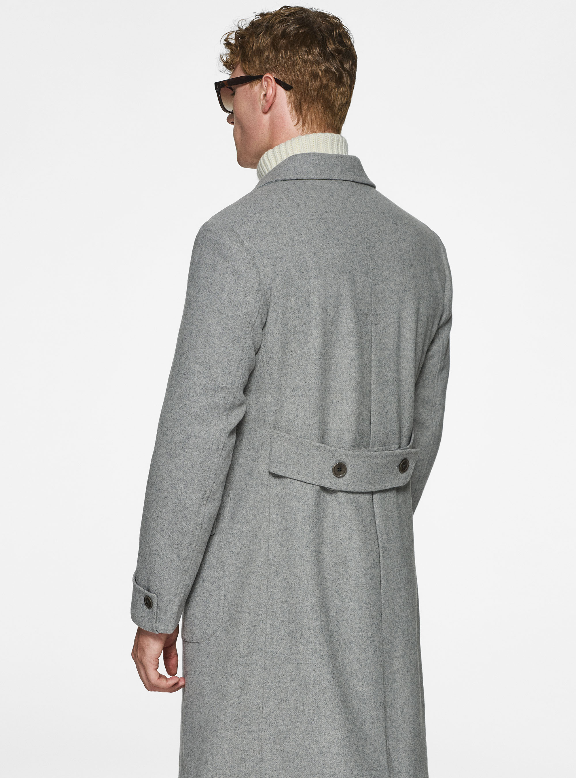 Cappotto doppiopetto in pura lana, GRIGIO CHIARO MELANGE