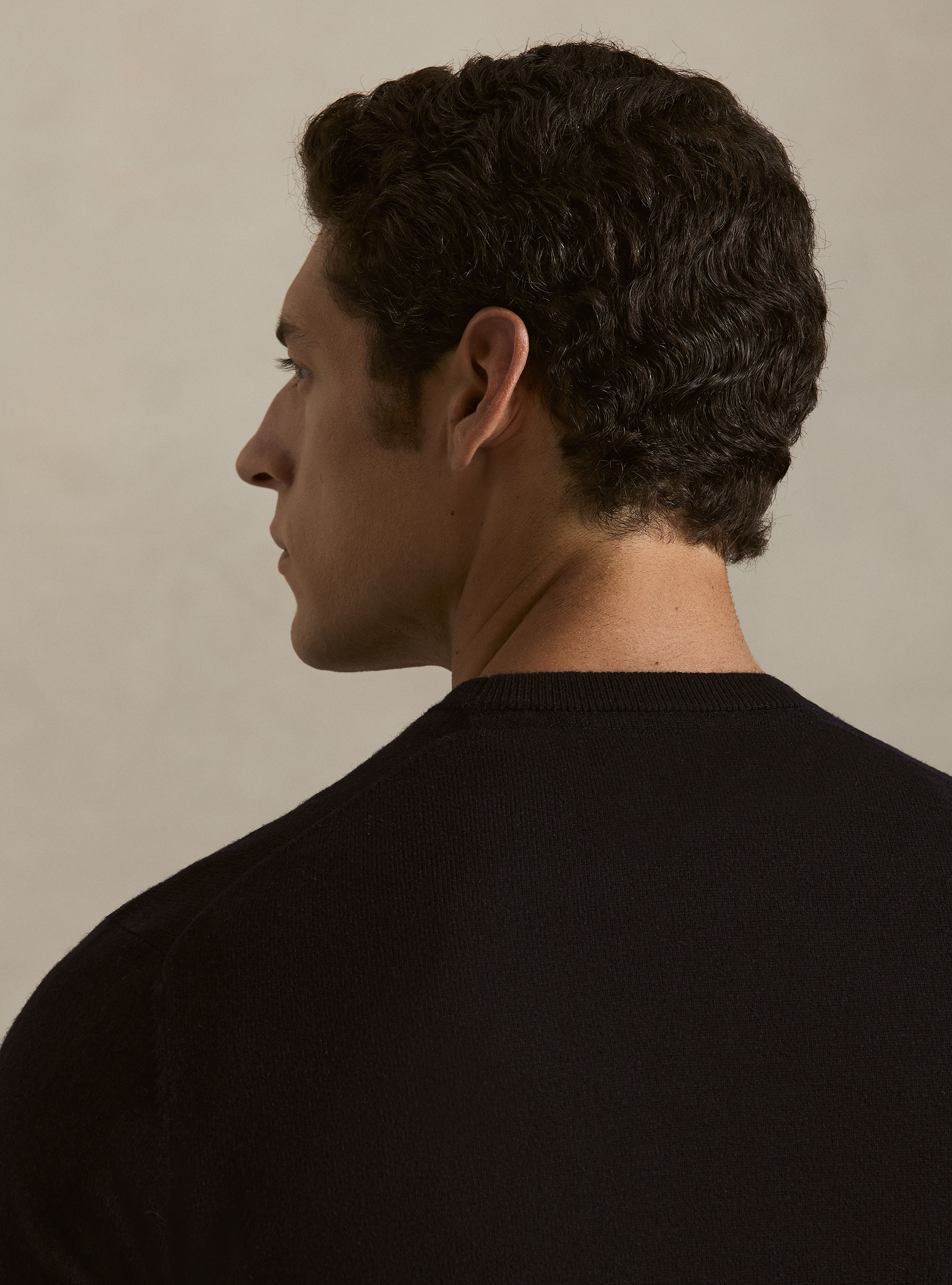 Girocollo in maglia in lana poliammide cashmere, NAVY BLUE