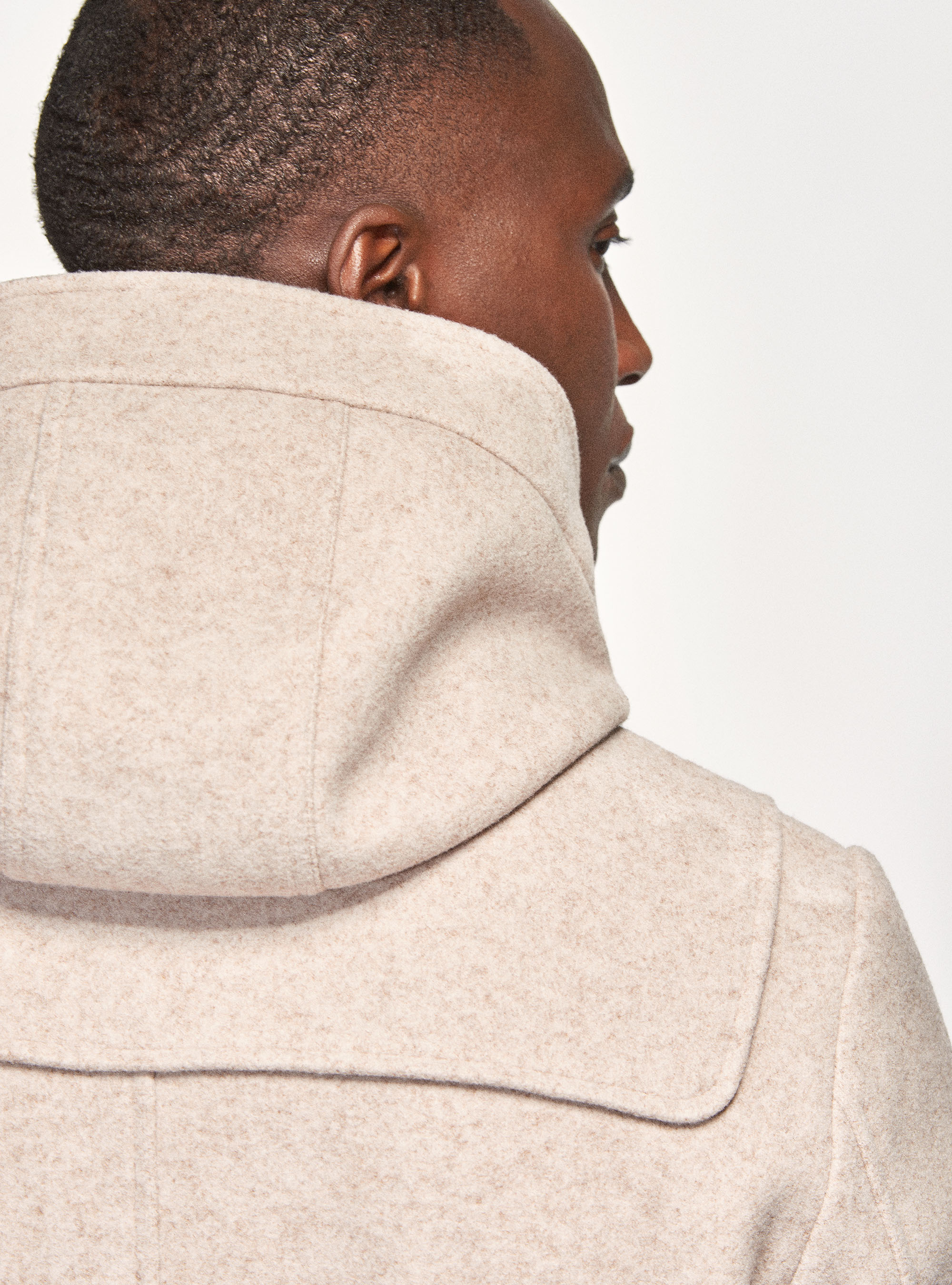 Montgomery con cappuccio in misto lana, ECRU