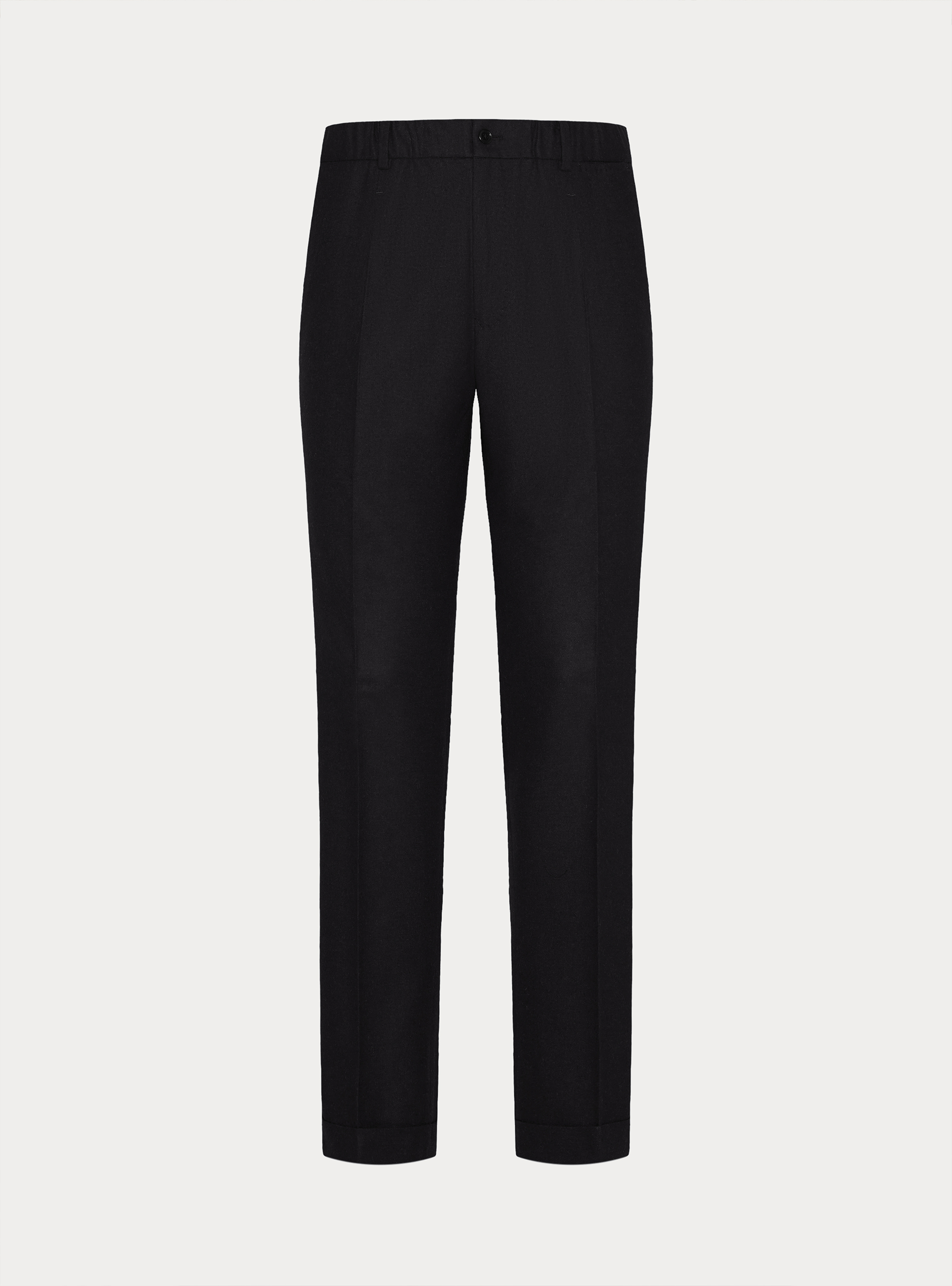 Pantaloni con pince e coulisse' in misto lana, NAVY