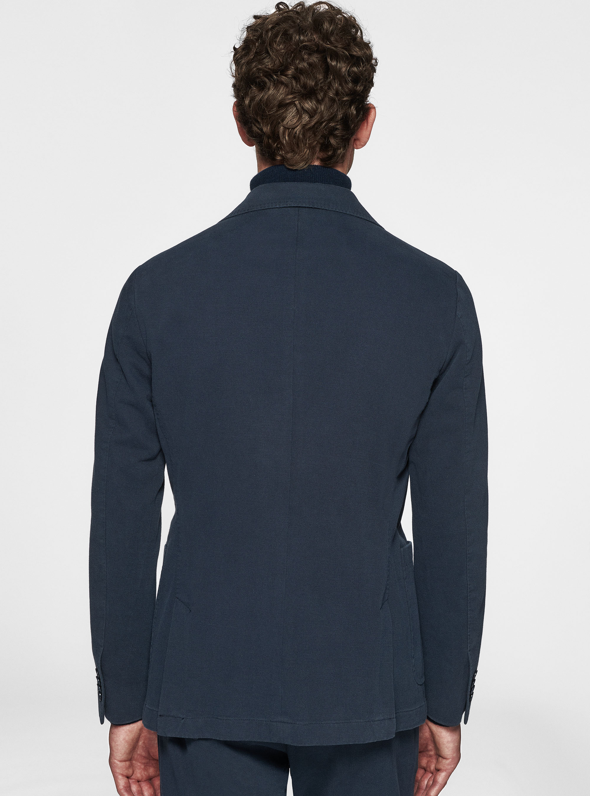 Giacca doppiopetto in cotone cashmere, BLU NAVY