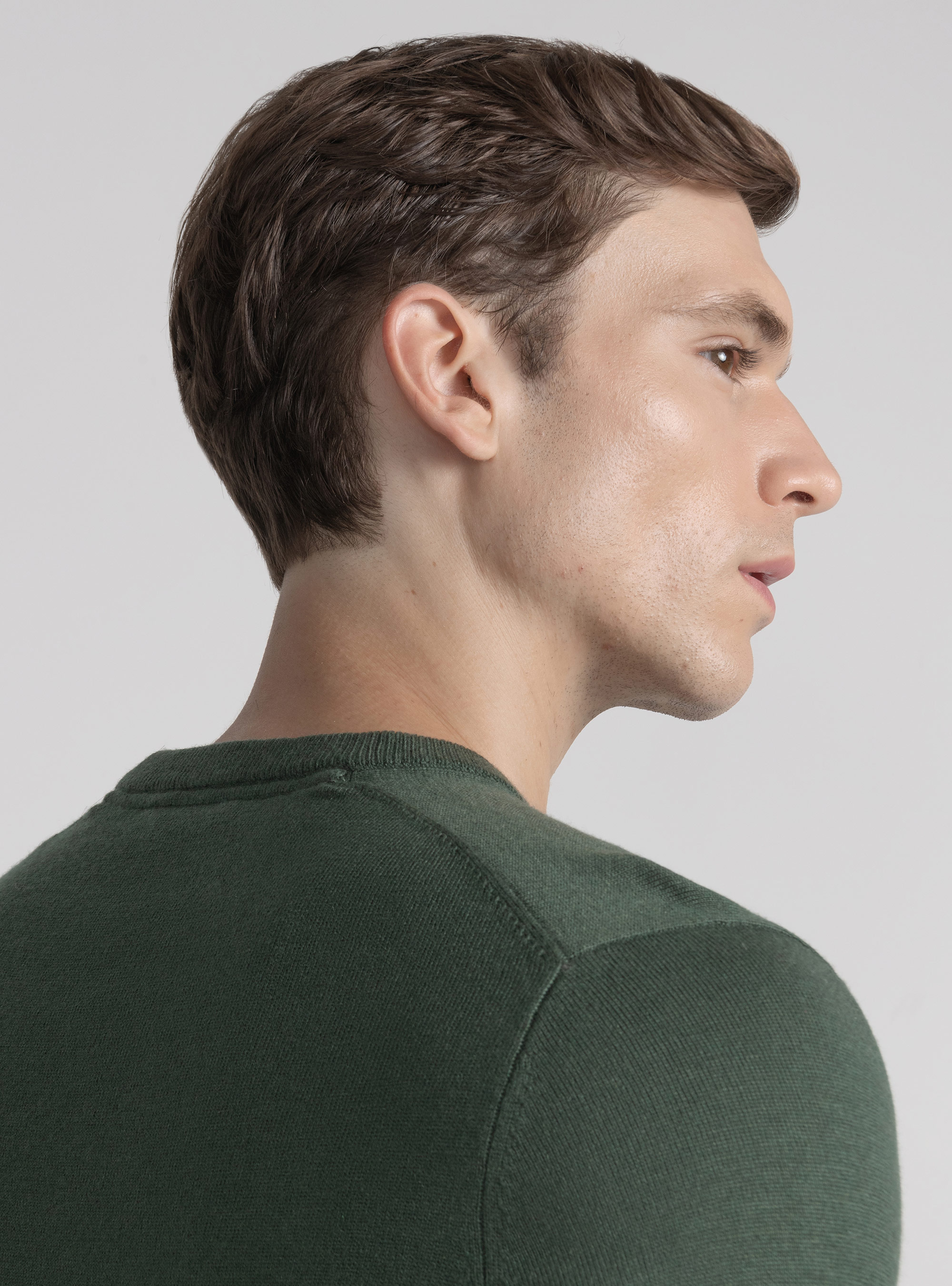 Maglia girocollo in misto lana, MILITARE 0609C