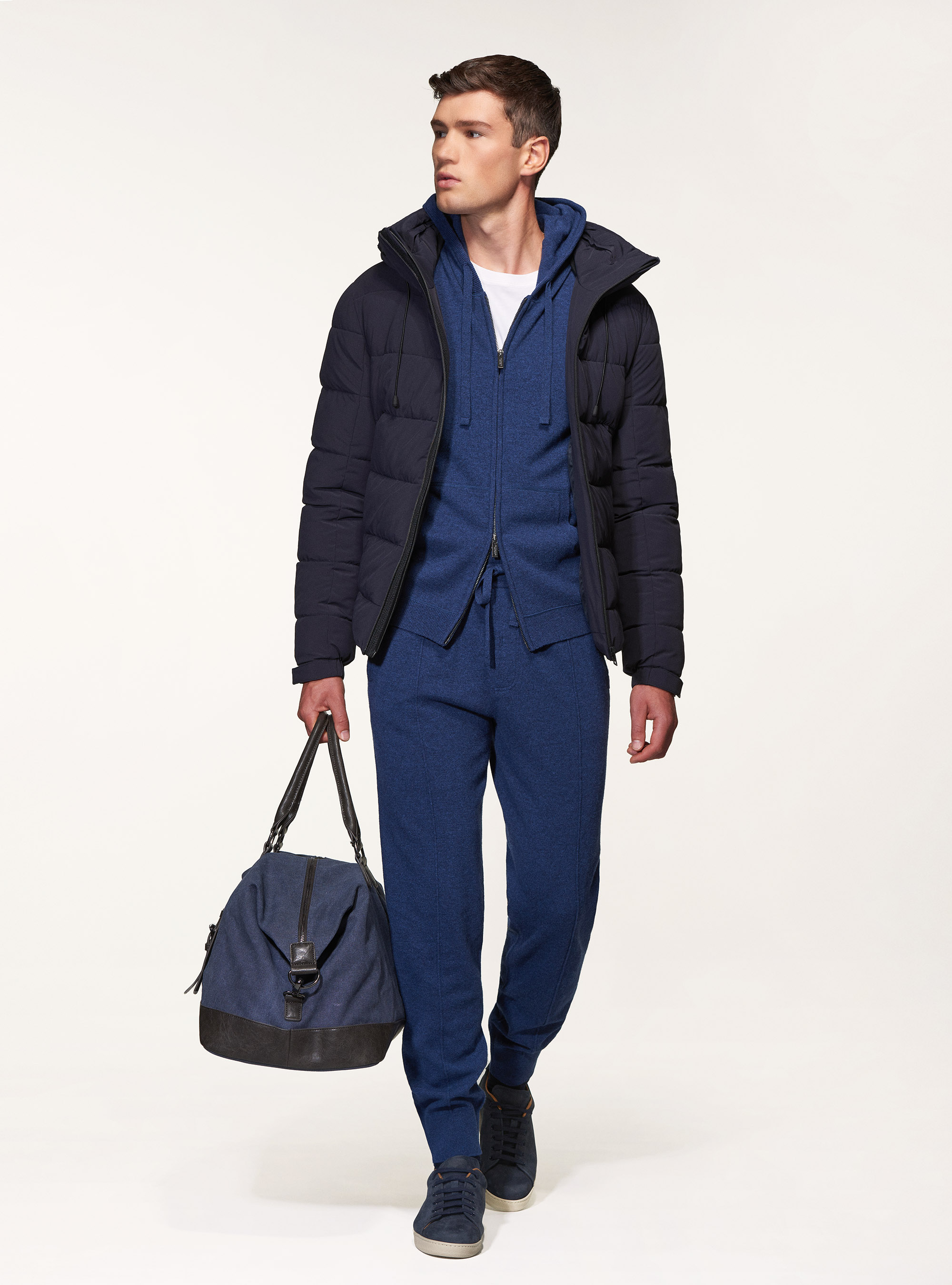 Bomber trapuntato in tessuto tecnico, BLU NAVY