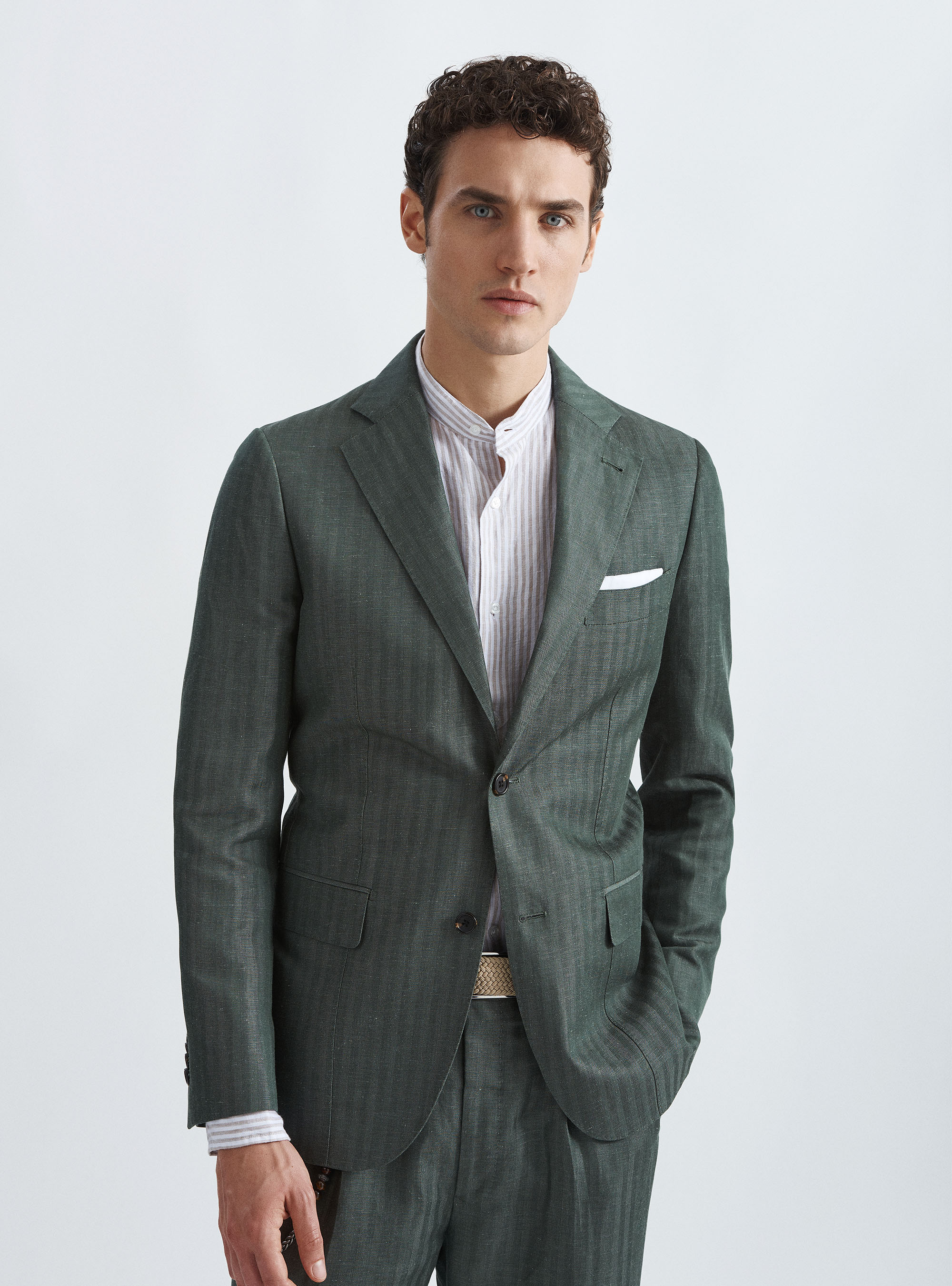 Giacca per abito in misto lino, 0609C MILITARE