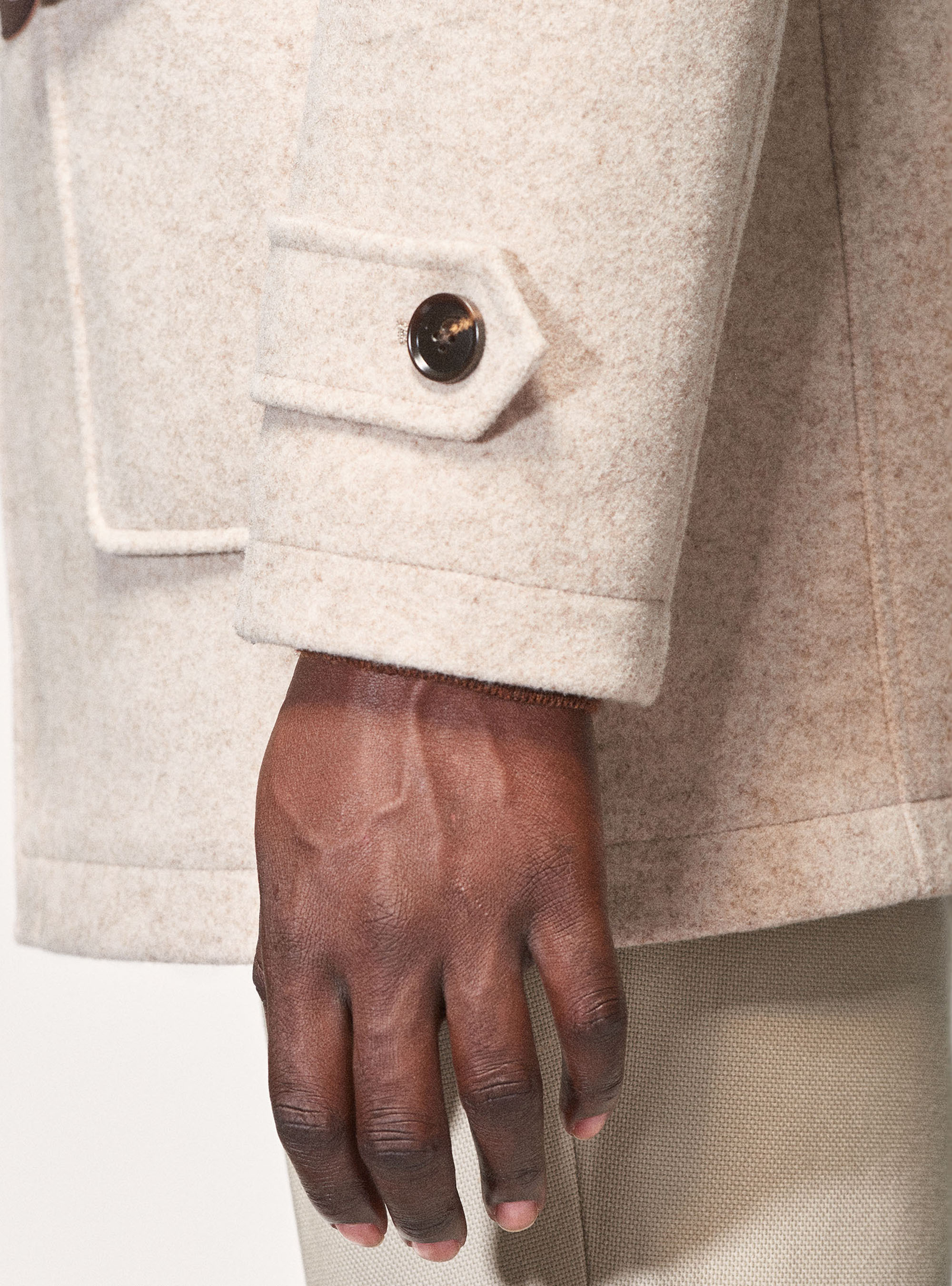 Montgomery con cappuccio in misto lana, ECRU