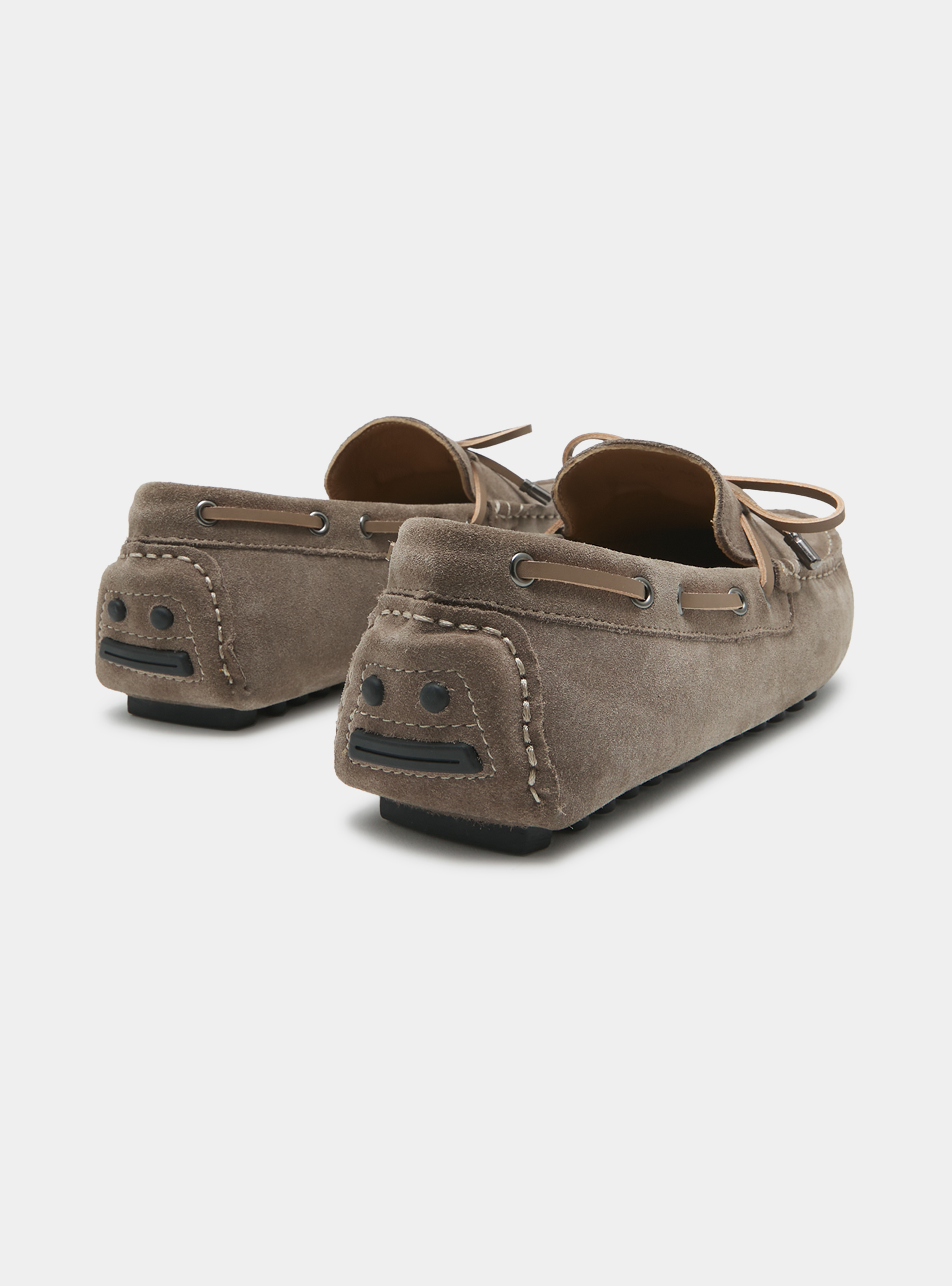 Suede boat loafers with bow, MUD