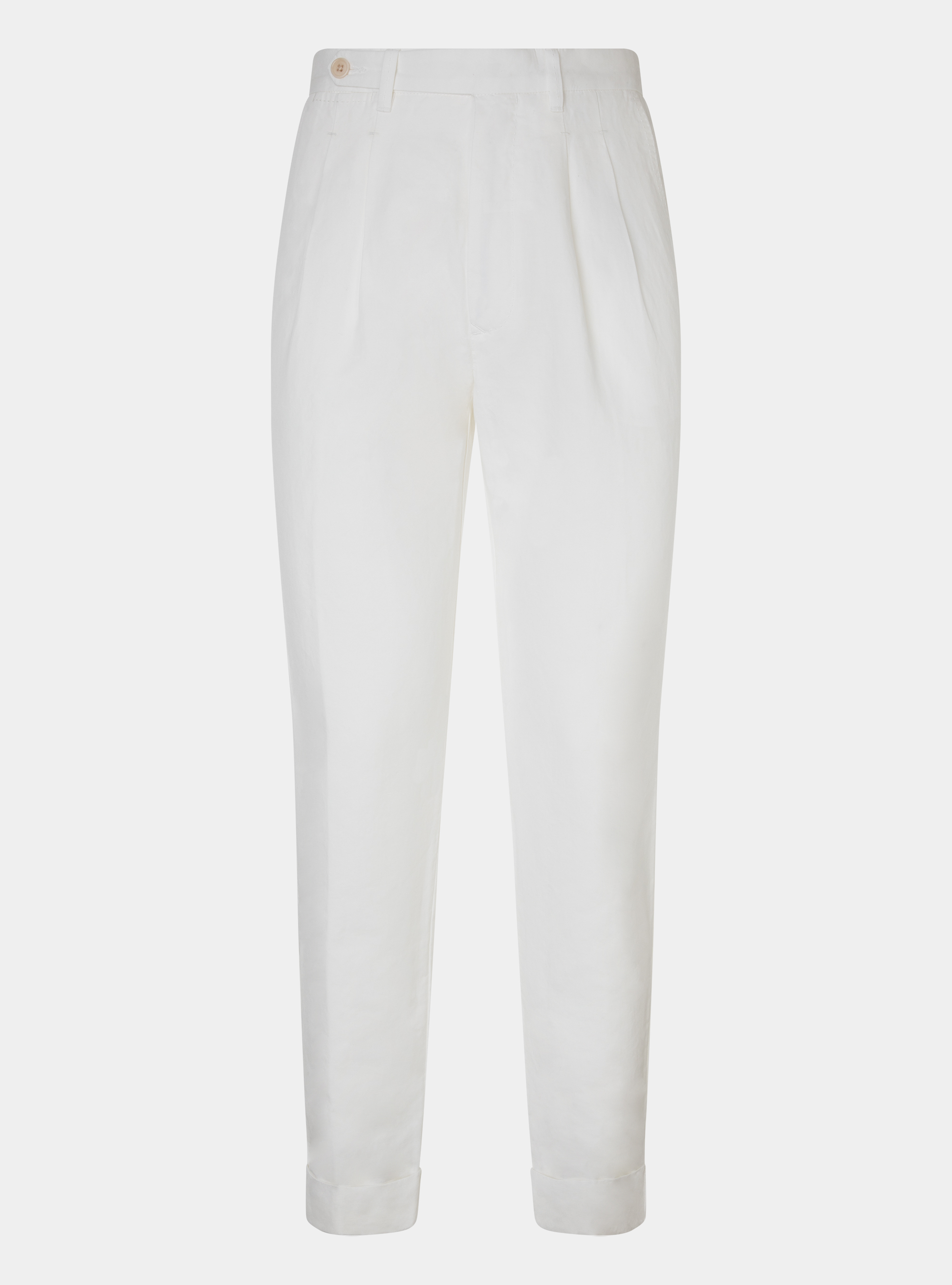 Linen and cotton pleated trousers, WHITE