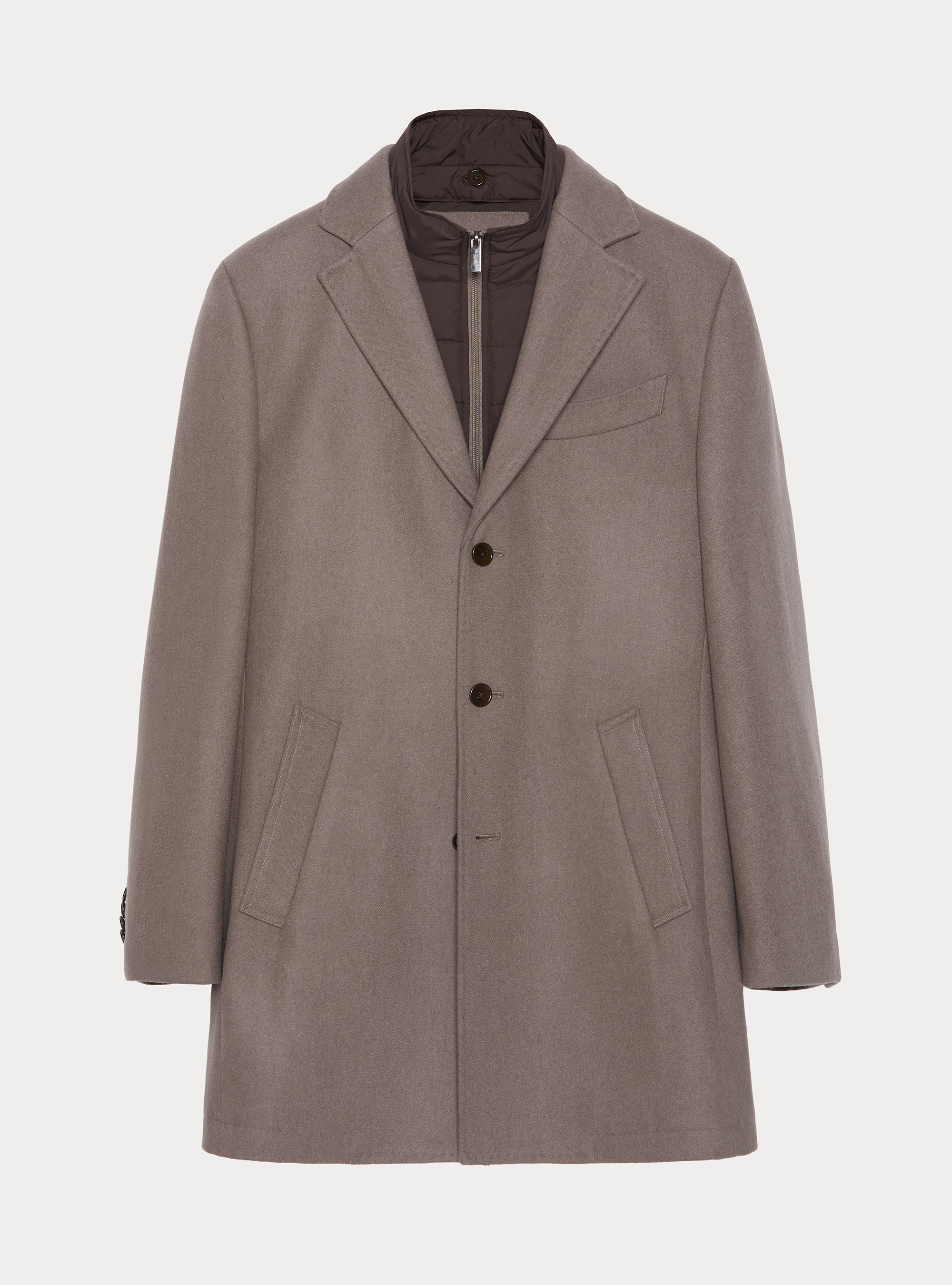 Wool-blend coat with detachable bib, FANGO 0555C