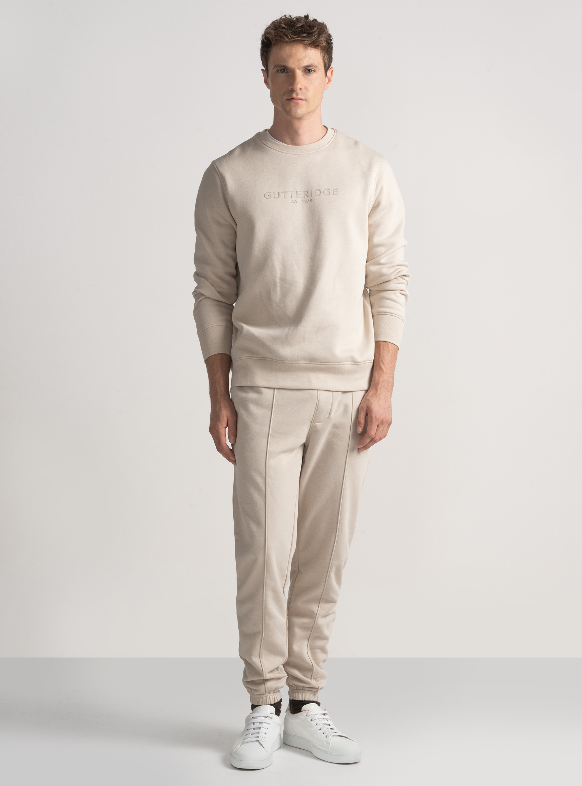 Sudadera de cuello redondo con logotipo, CRUDO