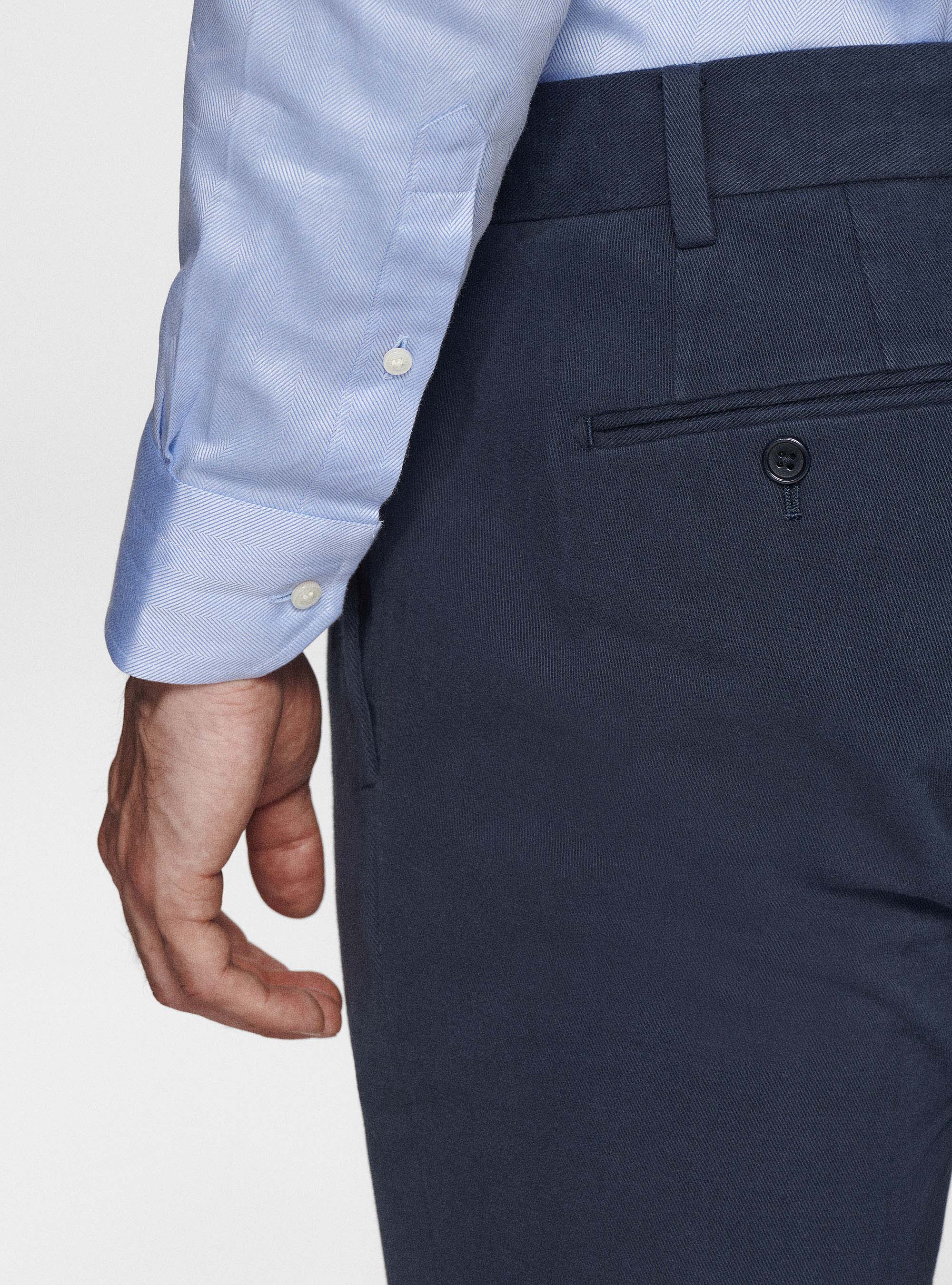 Pantaloni in twill di cotone e cashmere, BLU NAVY