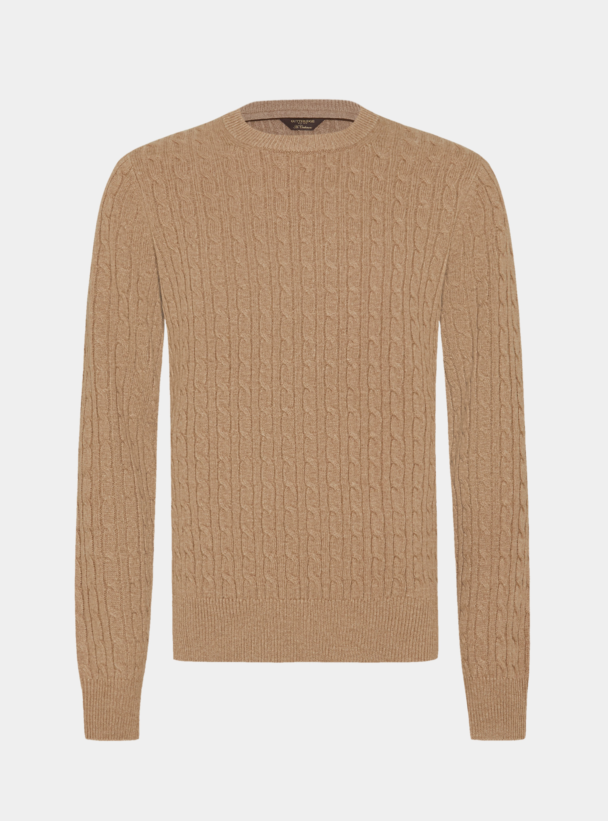 Crew-neck sweater with wool and cashmere braid, CAMMELLO 0570C