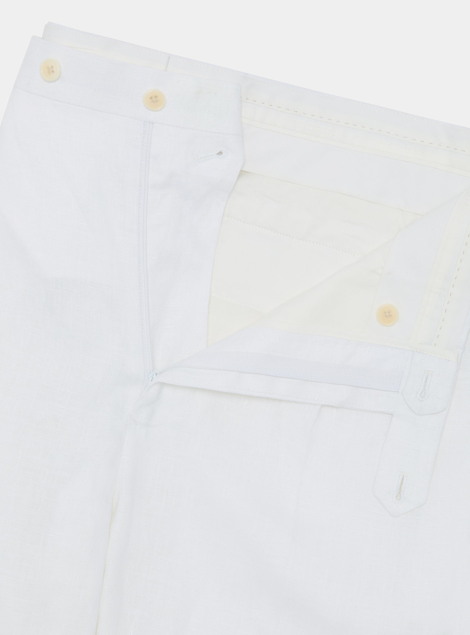 Pantaloni con pince in puro lino, BIANCO