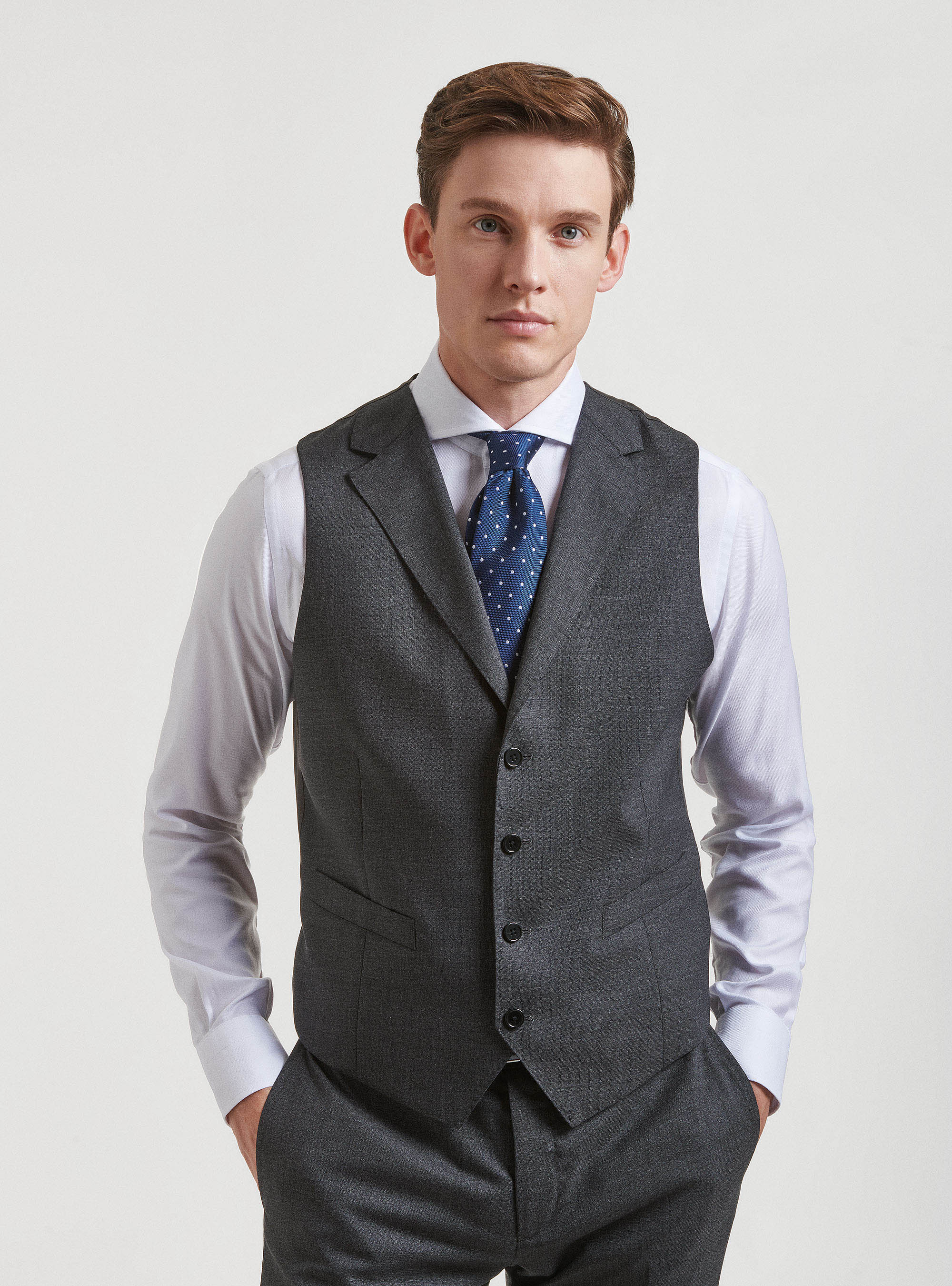 Gilet in pura lana Vitale Barberis Canonico, ASFALTO