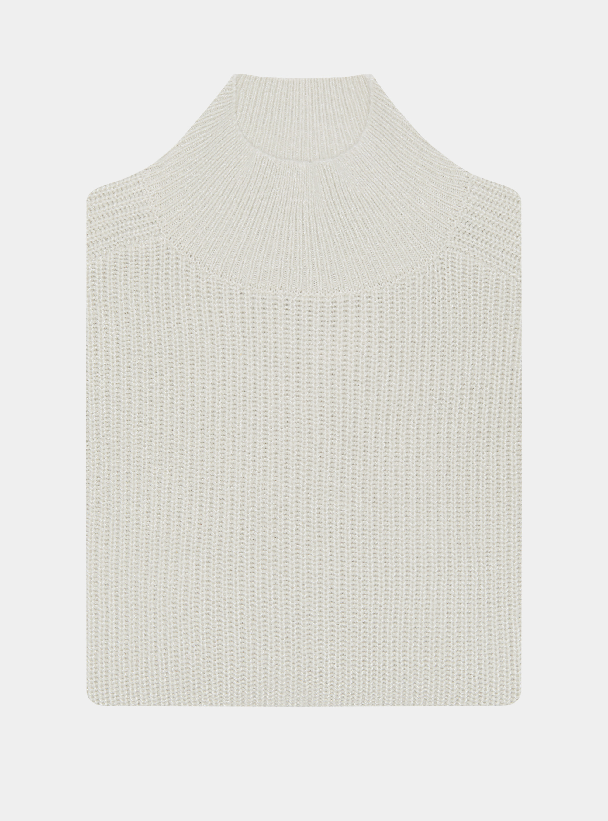 Maglia lupetto in misto lana costa perlata, ECRU