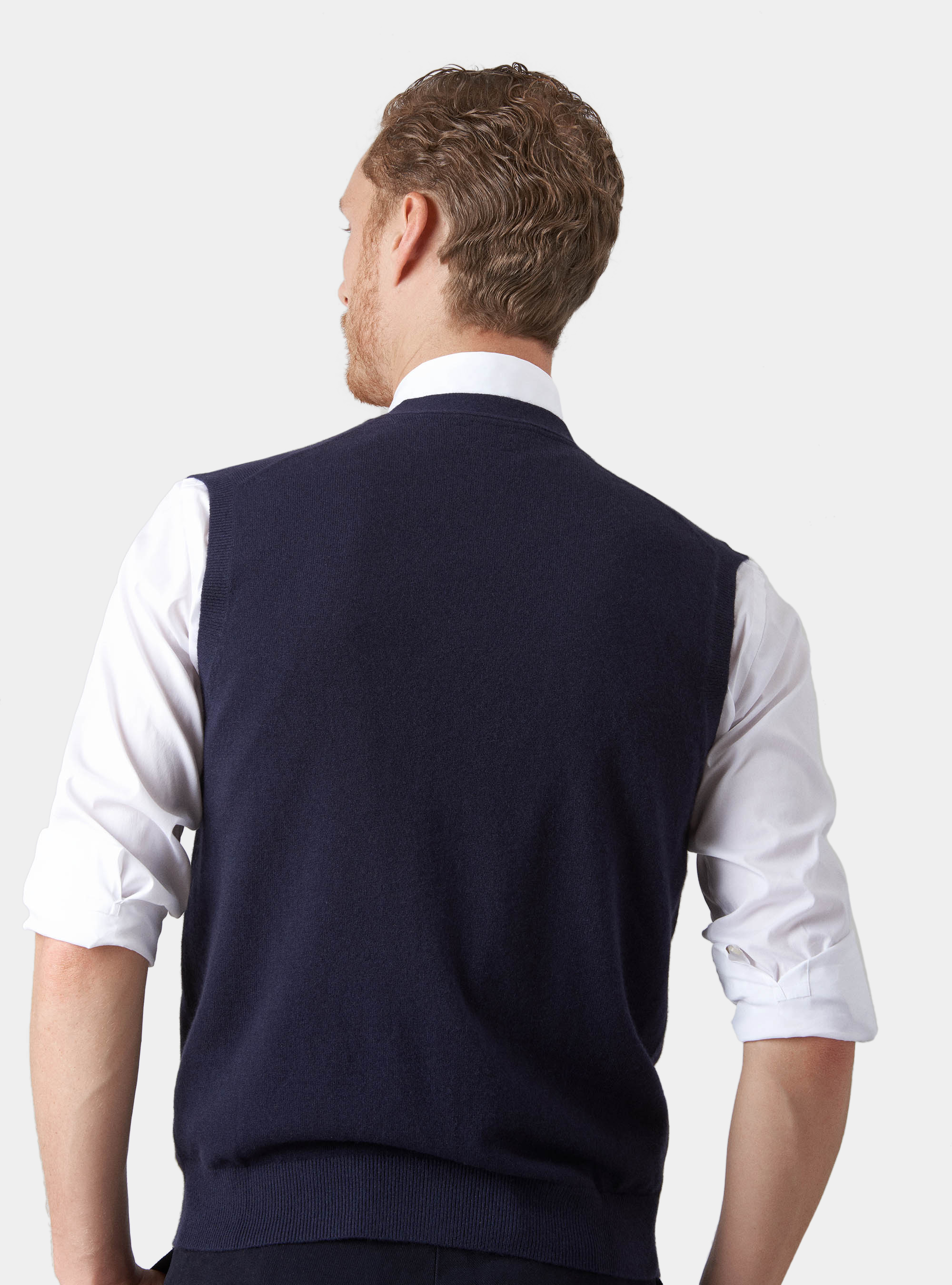 Gilet in maglia con bottoni in 100% cashmere, BLU NAVY