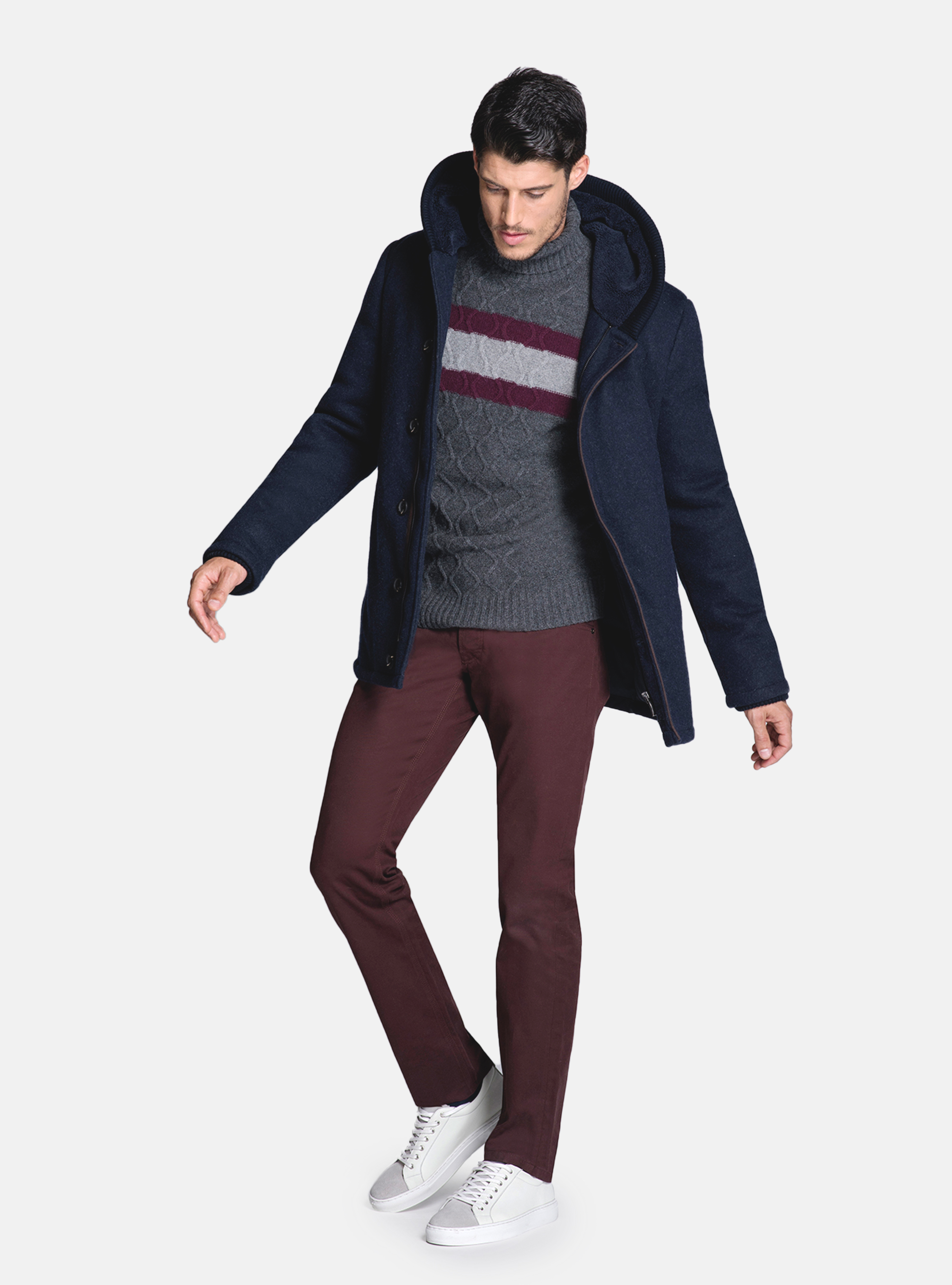 WOOL PADDED JACKET, NAVY BLUE
