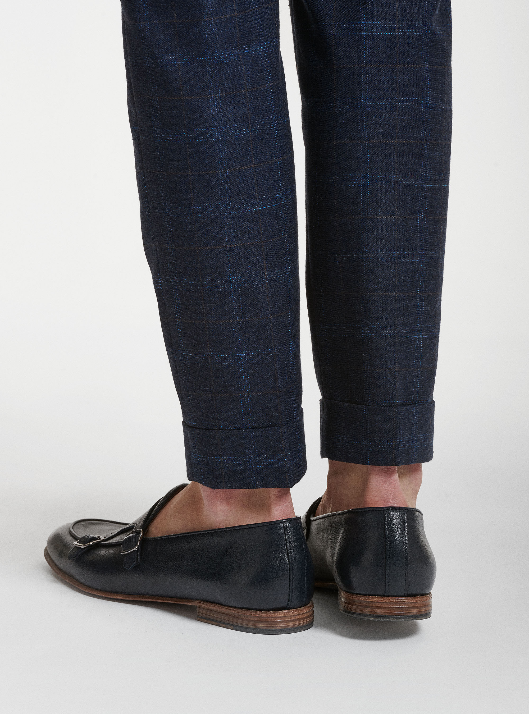 Pantaloni per abito in lana cotone e lino Marlane, BLU NAVY