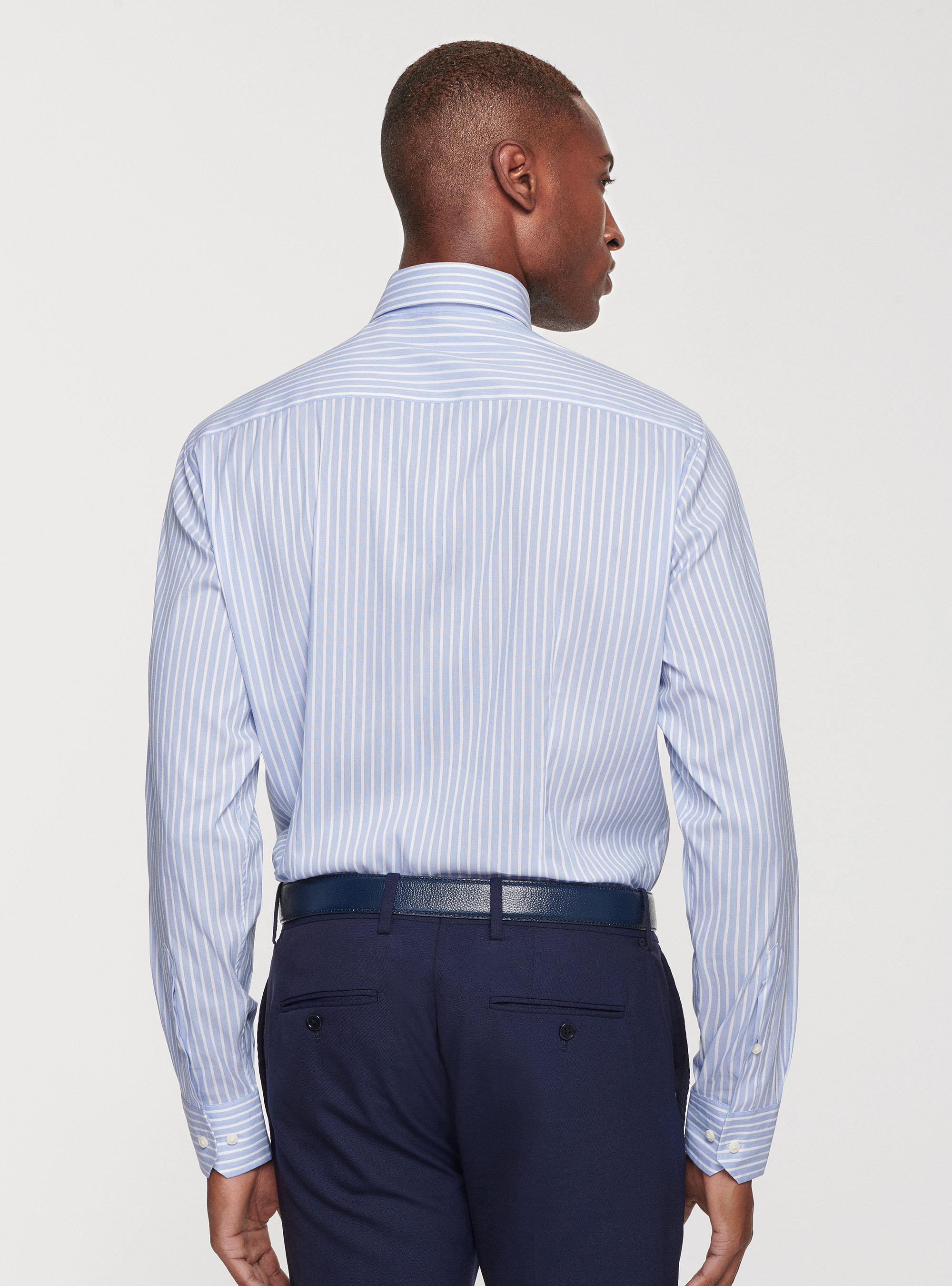 Camicia in misto cotone stretch, AZZURRO