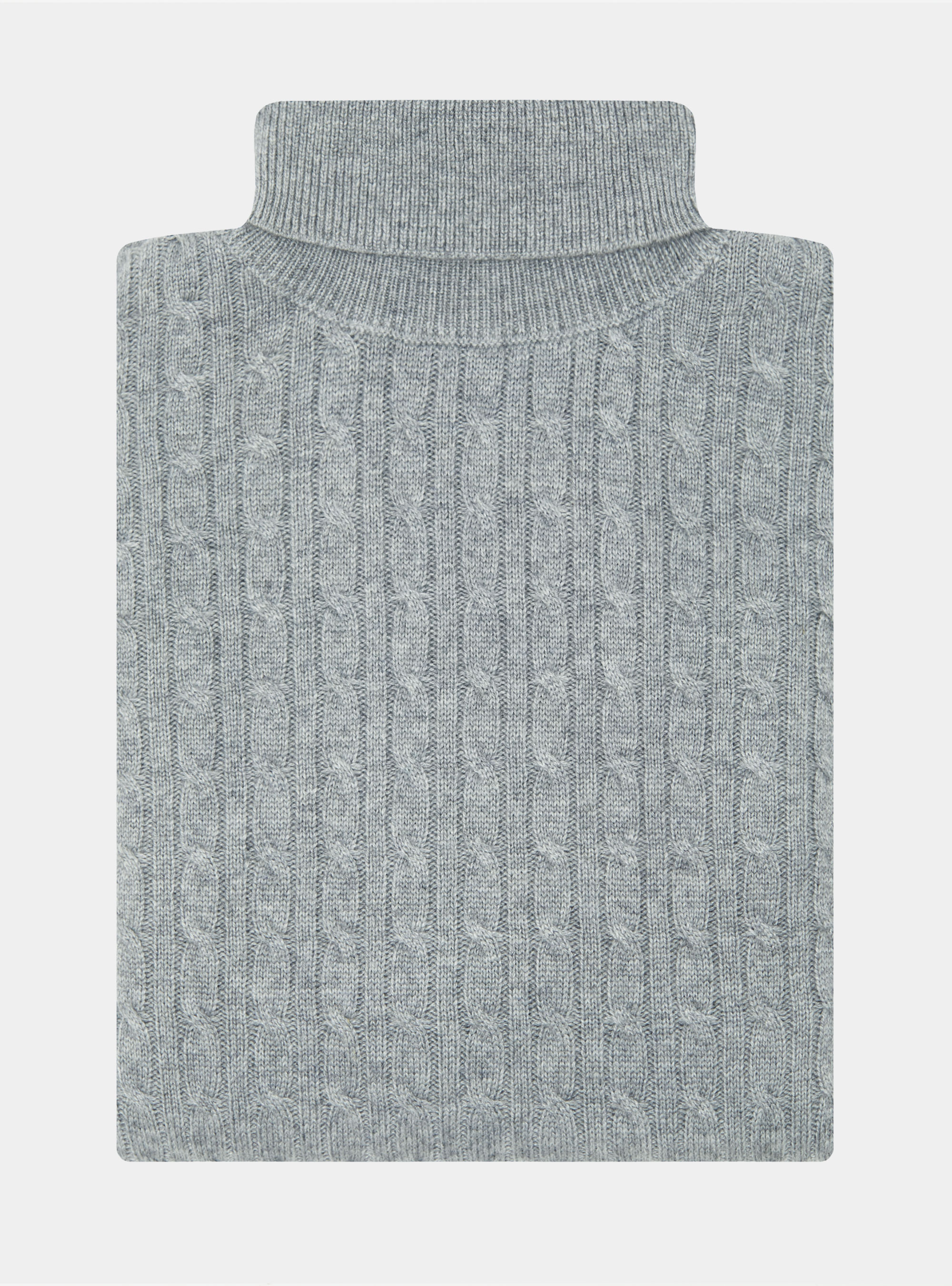 Punto de cuello alto en mezcla de lana con trenza, GRIGIO MELANGE 0151C