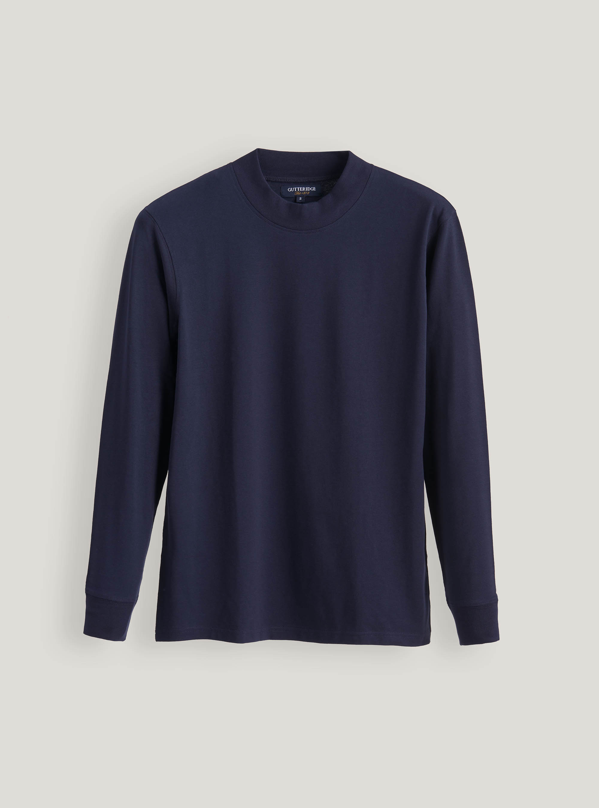 Tshirt manica lunga in cotone stretch, BLU NAVY