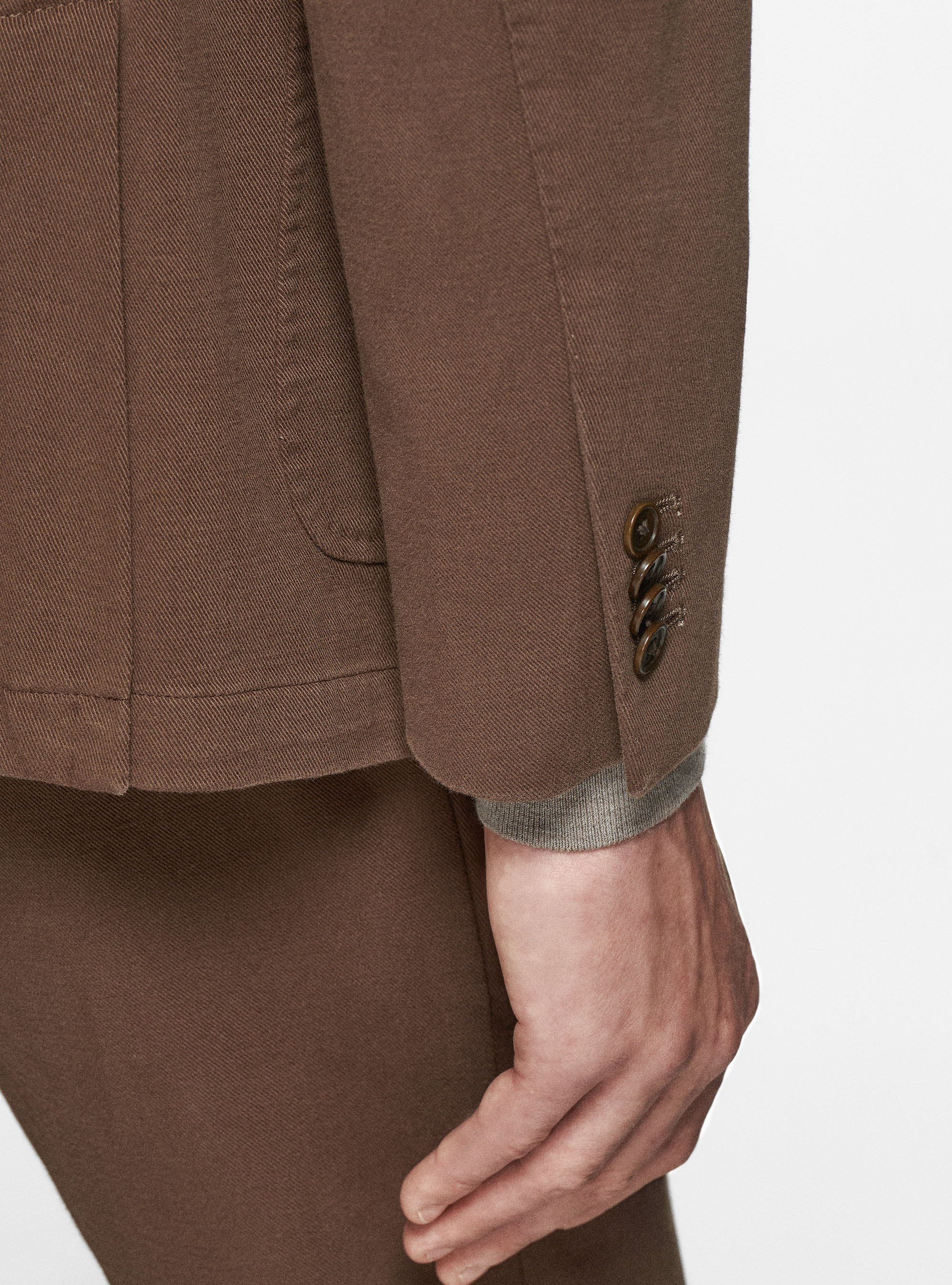 Giacca in cotone cashmere, MARRONE