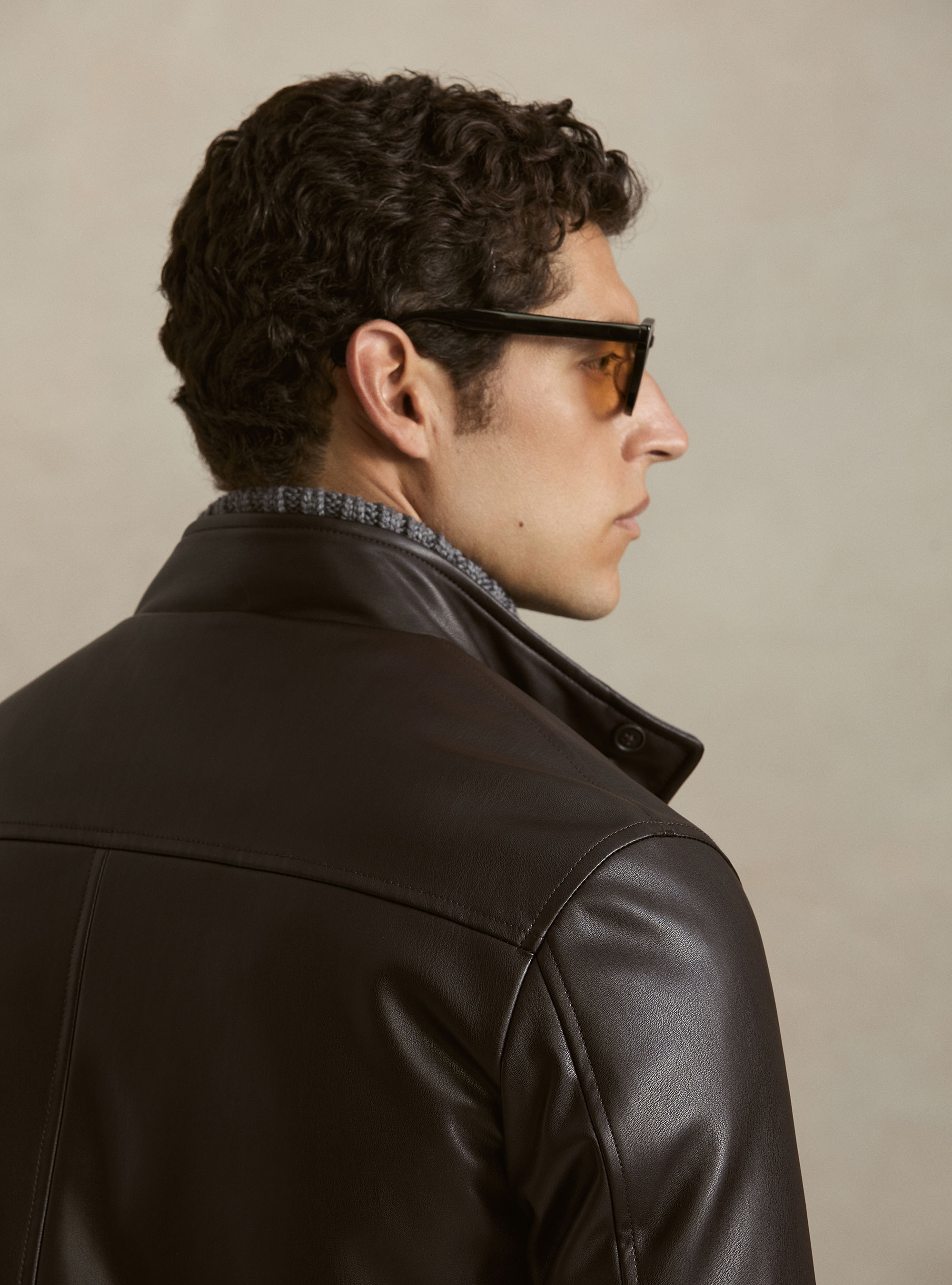Giubbino in similpelle, MARRONE