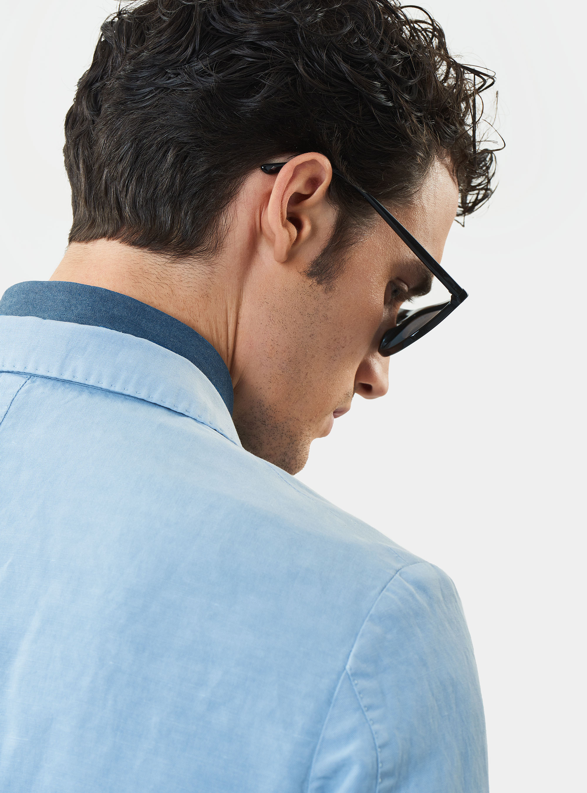Linen blend blazer, LIGHT BLUE