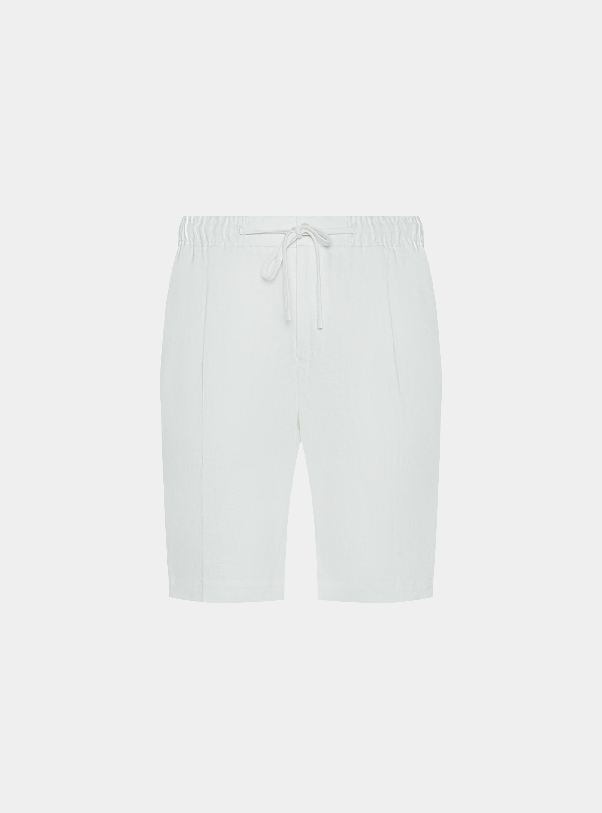 Bermudas de lino puro con banda el&aacute;stica, BLANCO