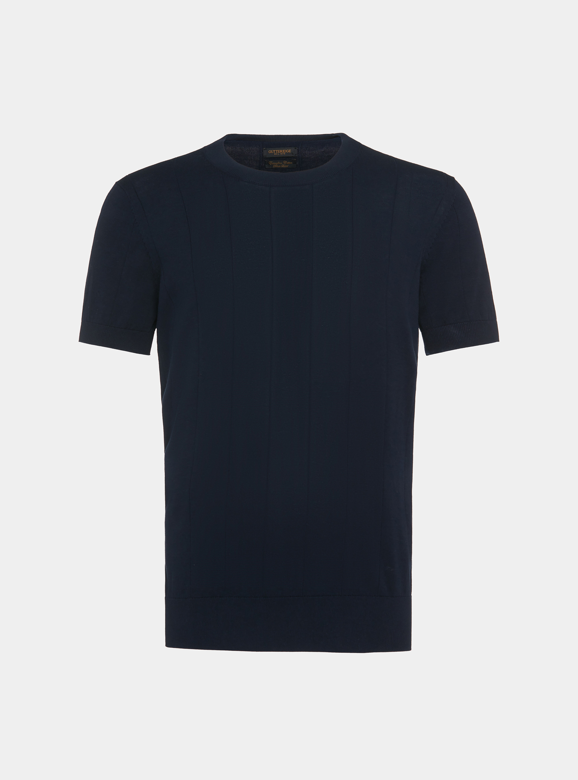 Maglia in puro cotone costa piatta, BLU NAVY