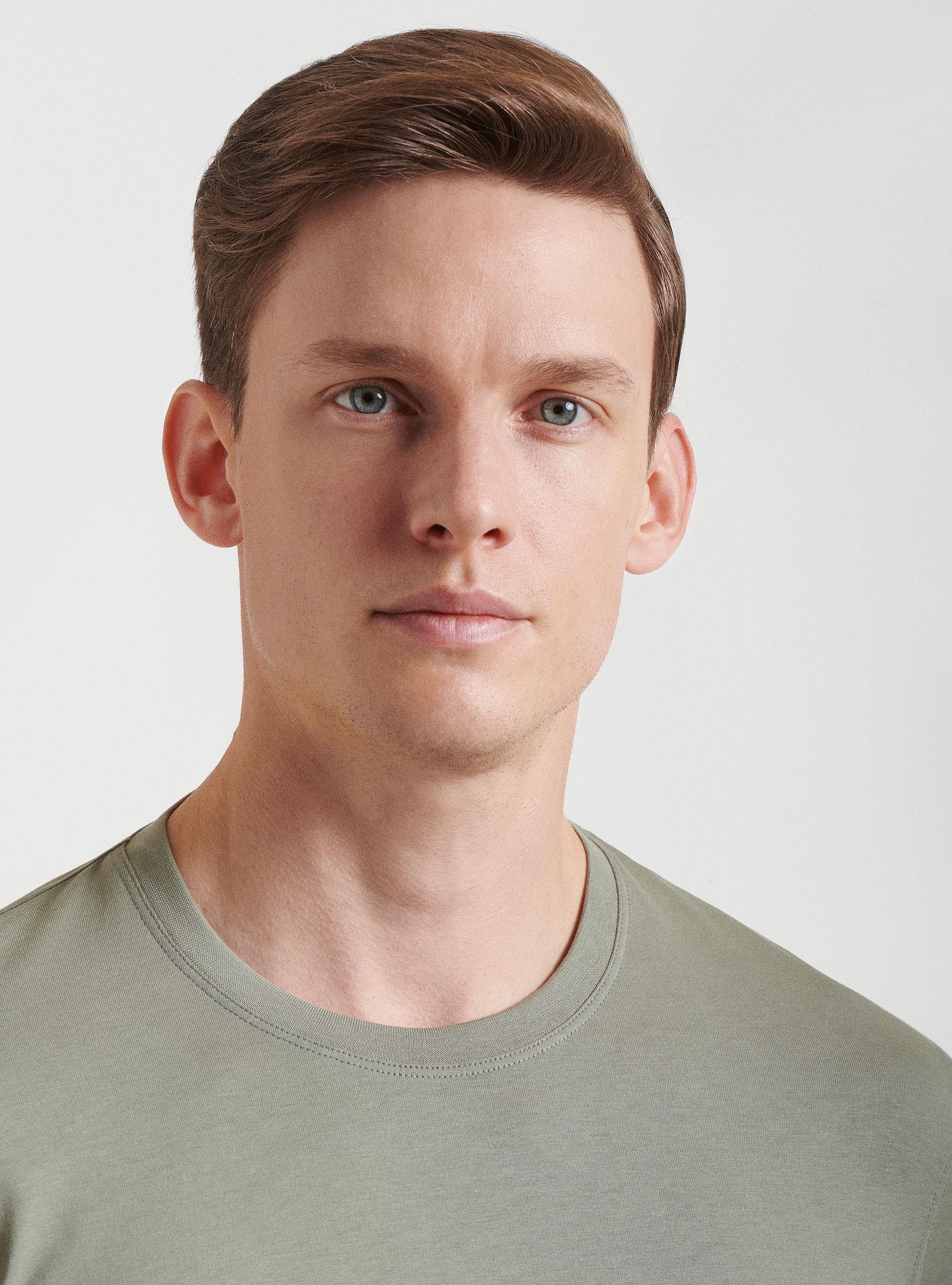 T-shirt girocollo in cotone supima, SALVIA 0602C