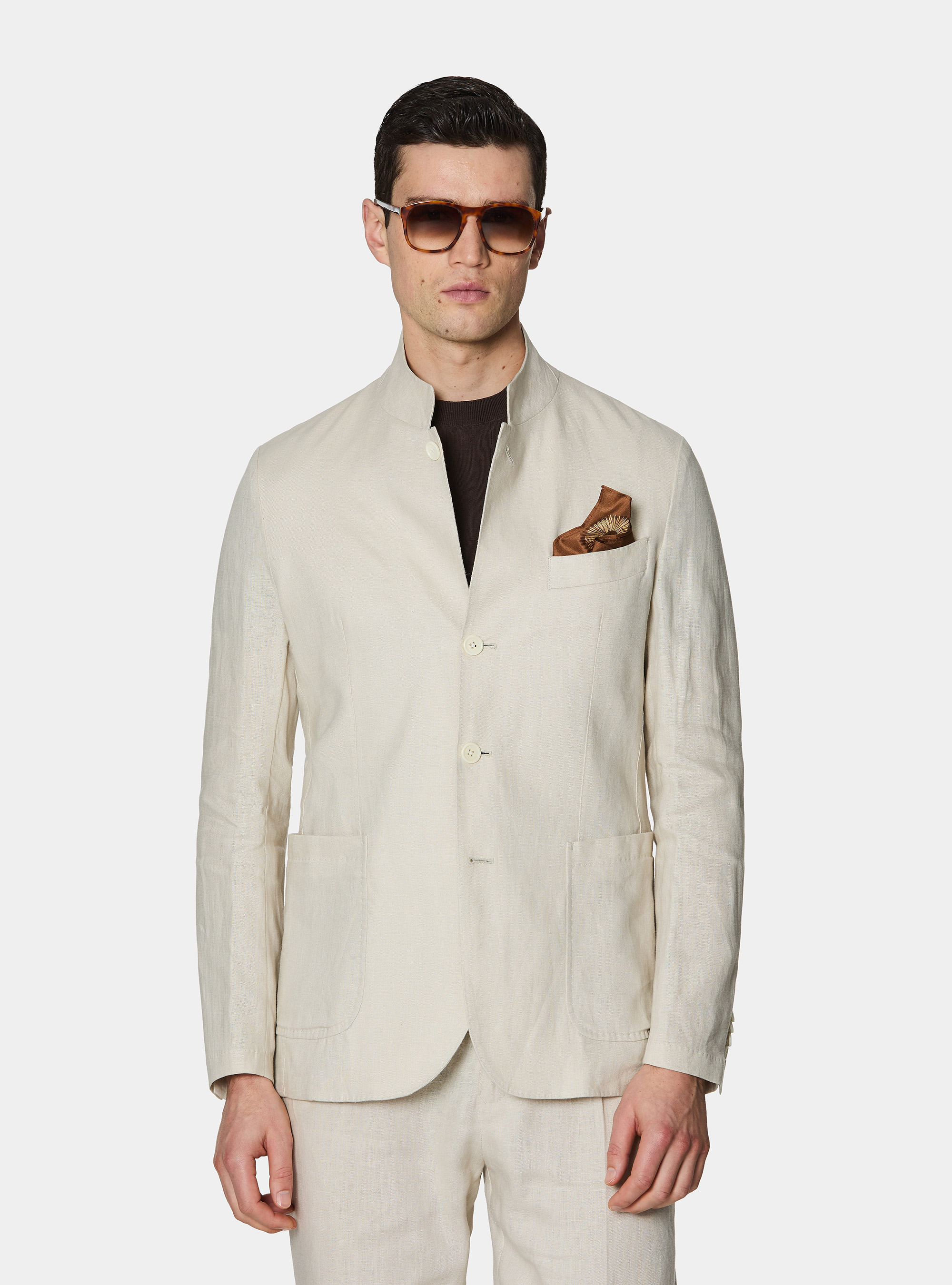 Korean blazer in pure linen, ECRU