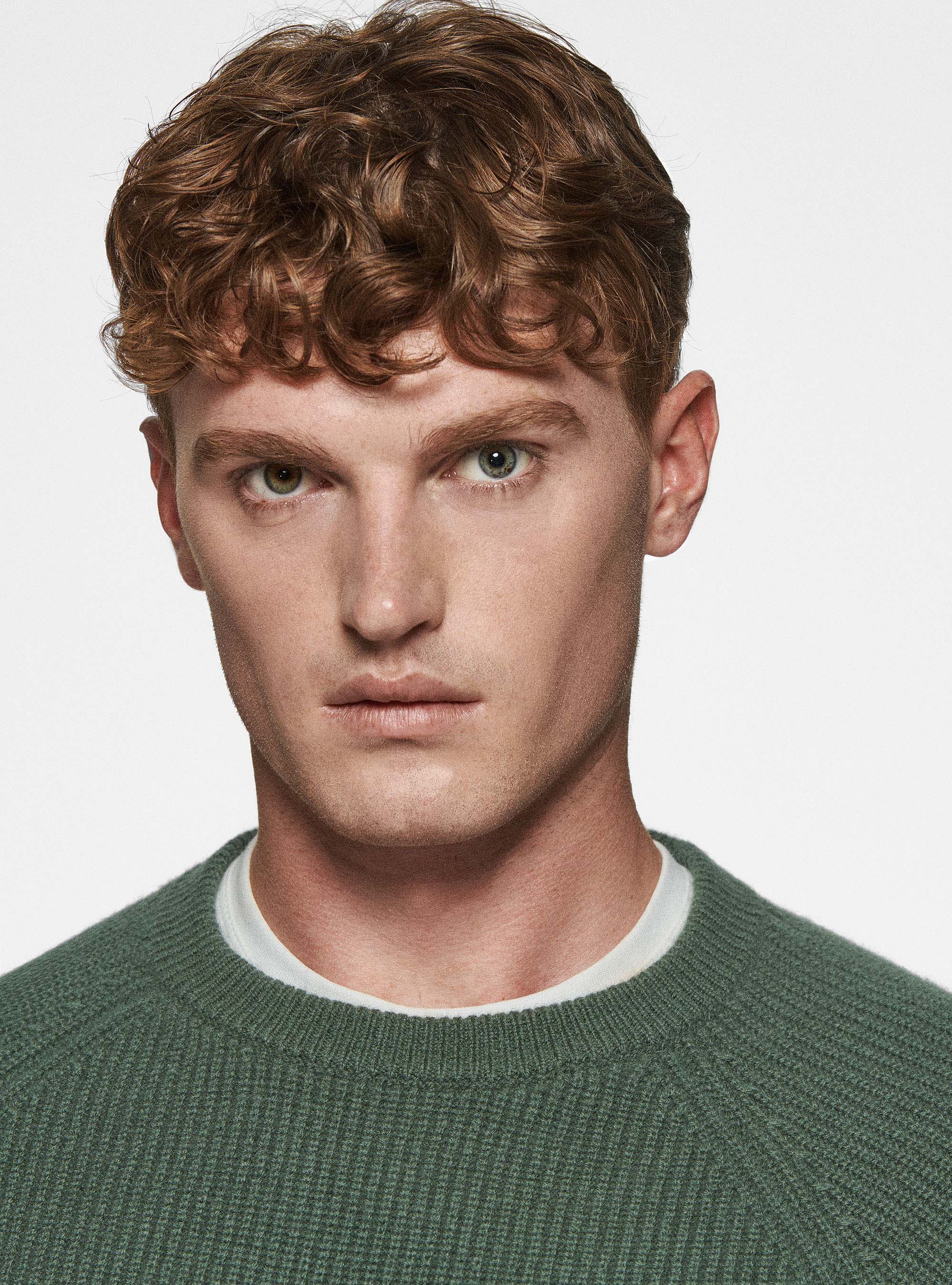 Maglia girocollo in lana merino costa perlata, MILITARE 0609C