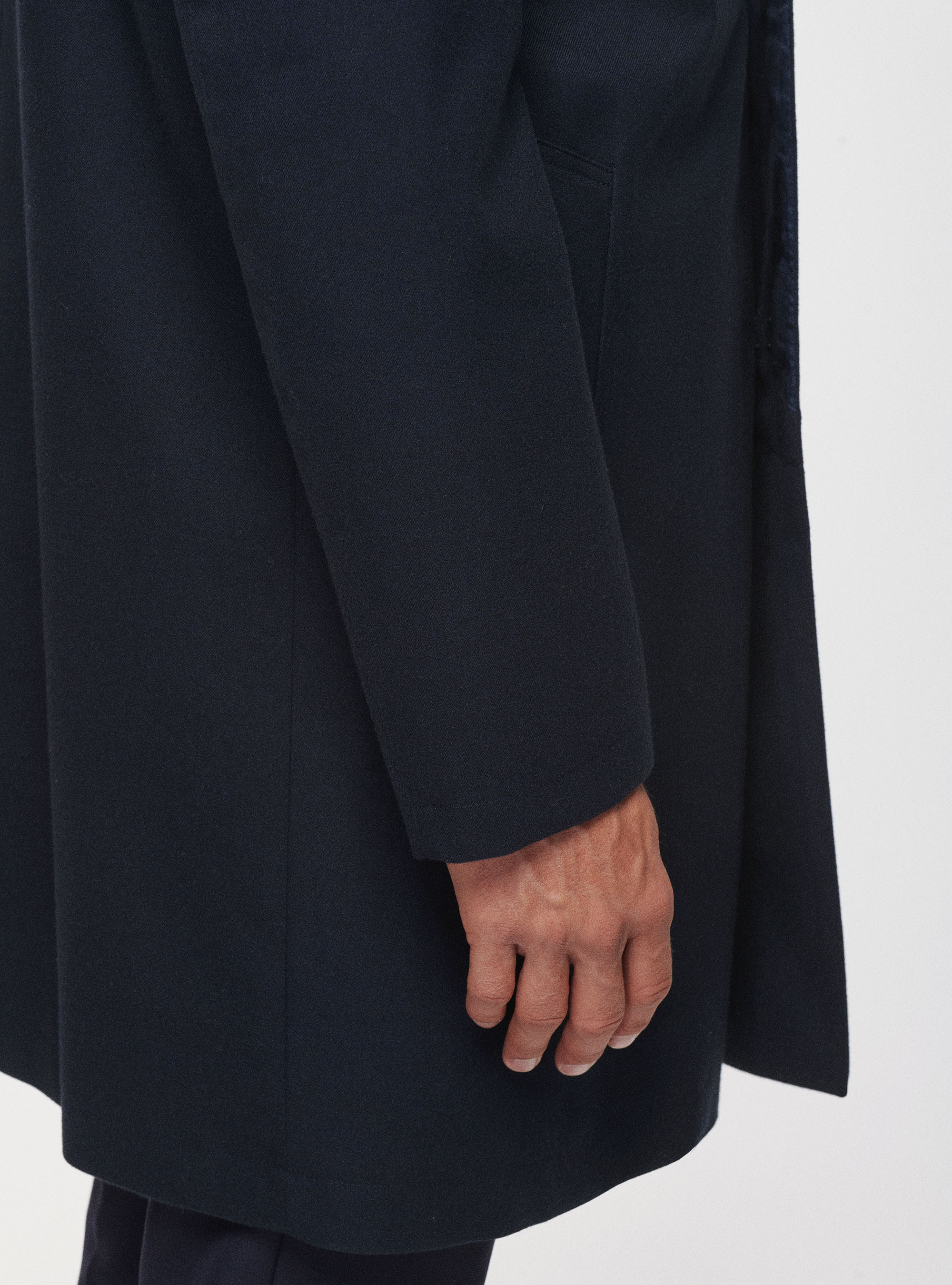 Shirt collar coat, NAVY BLUE