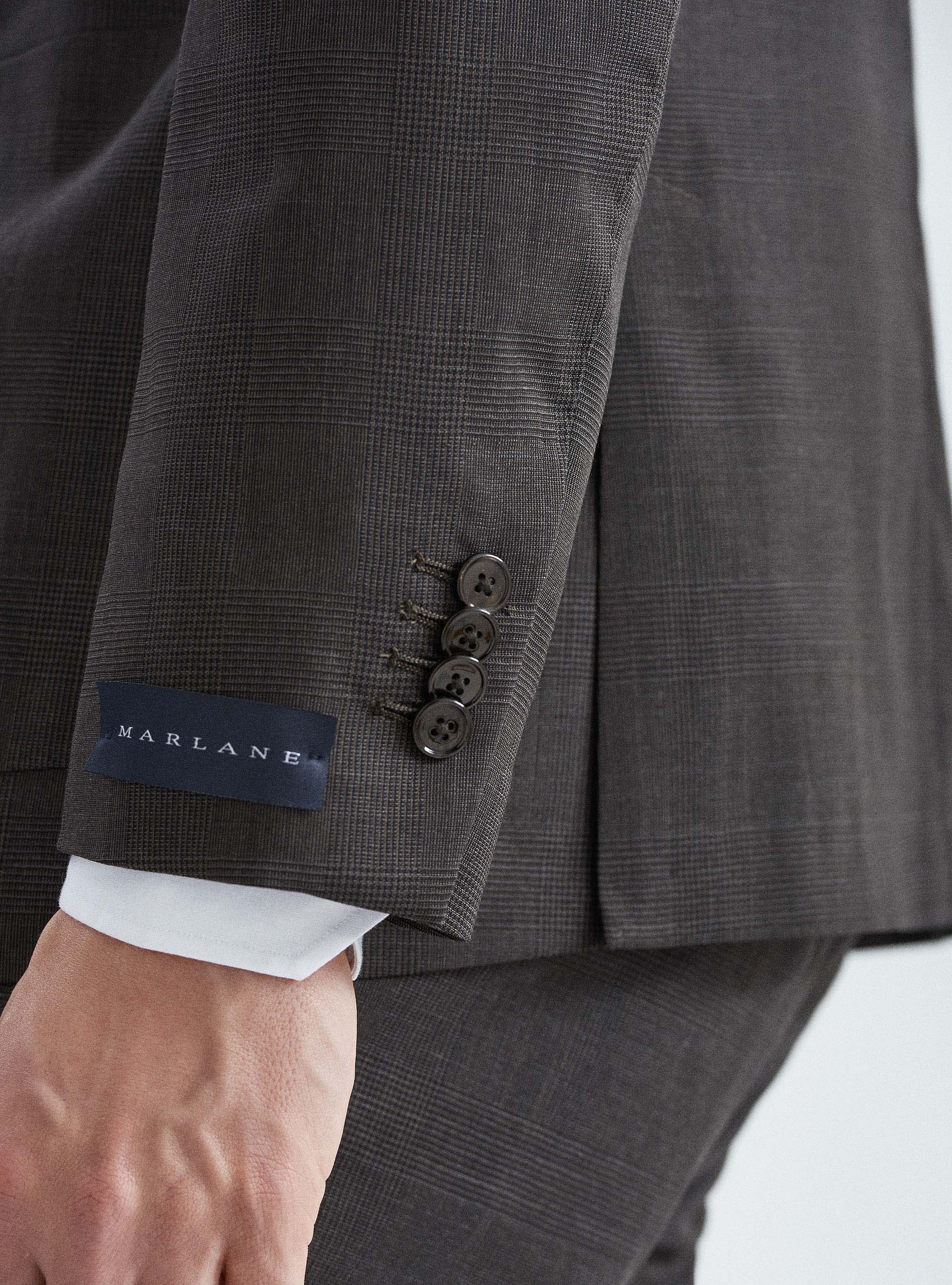 Prince of Wales suit blazer in pure wool Marlane, BROWN