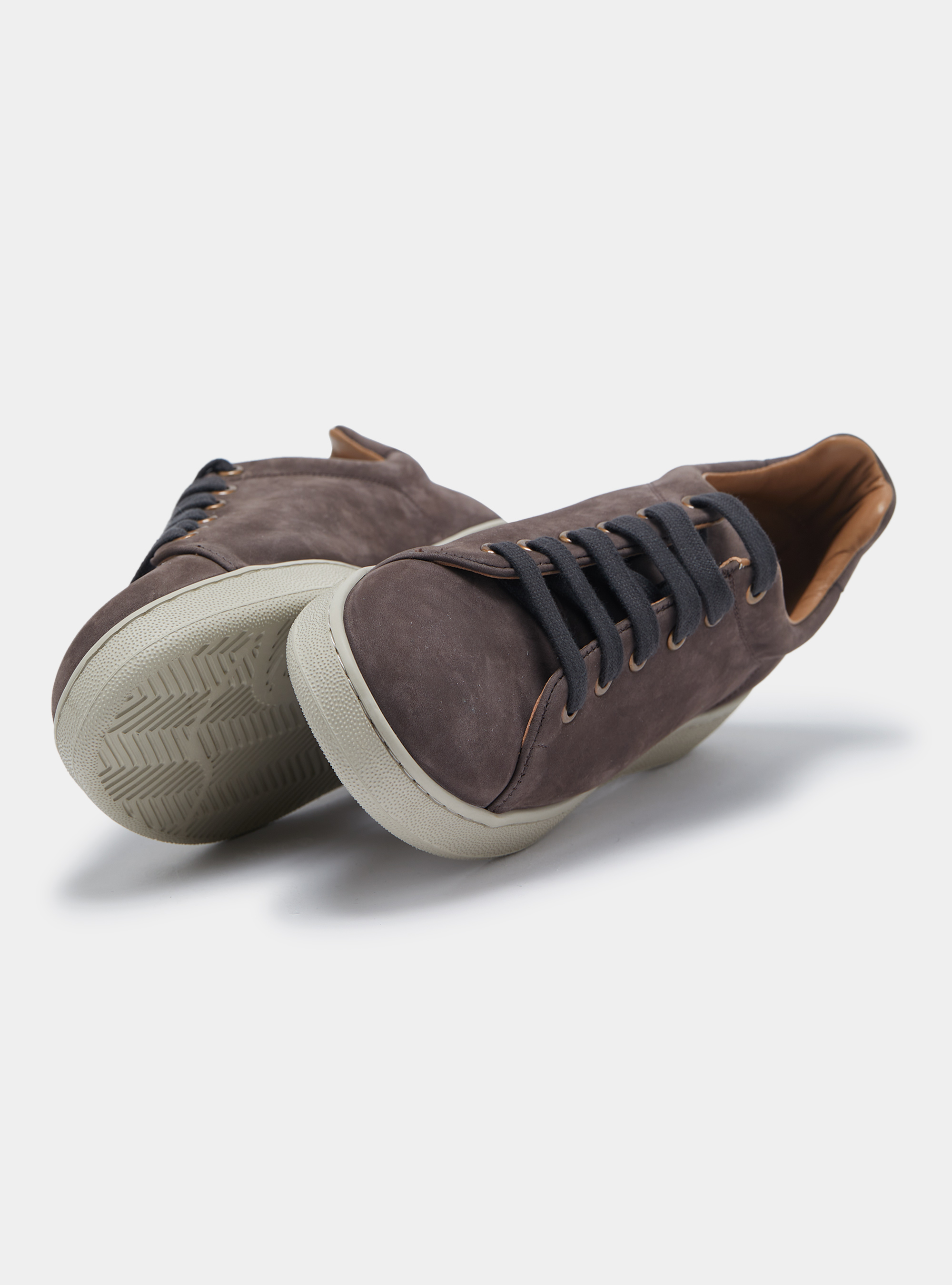 Sneakers in nabuk, MARRONE