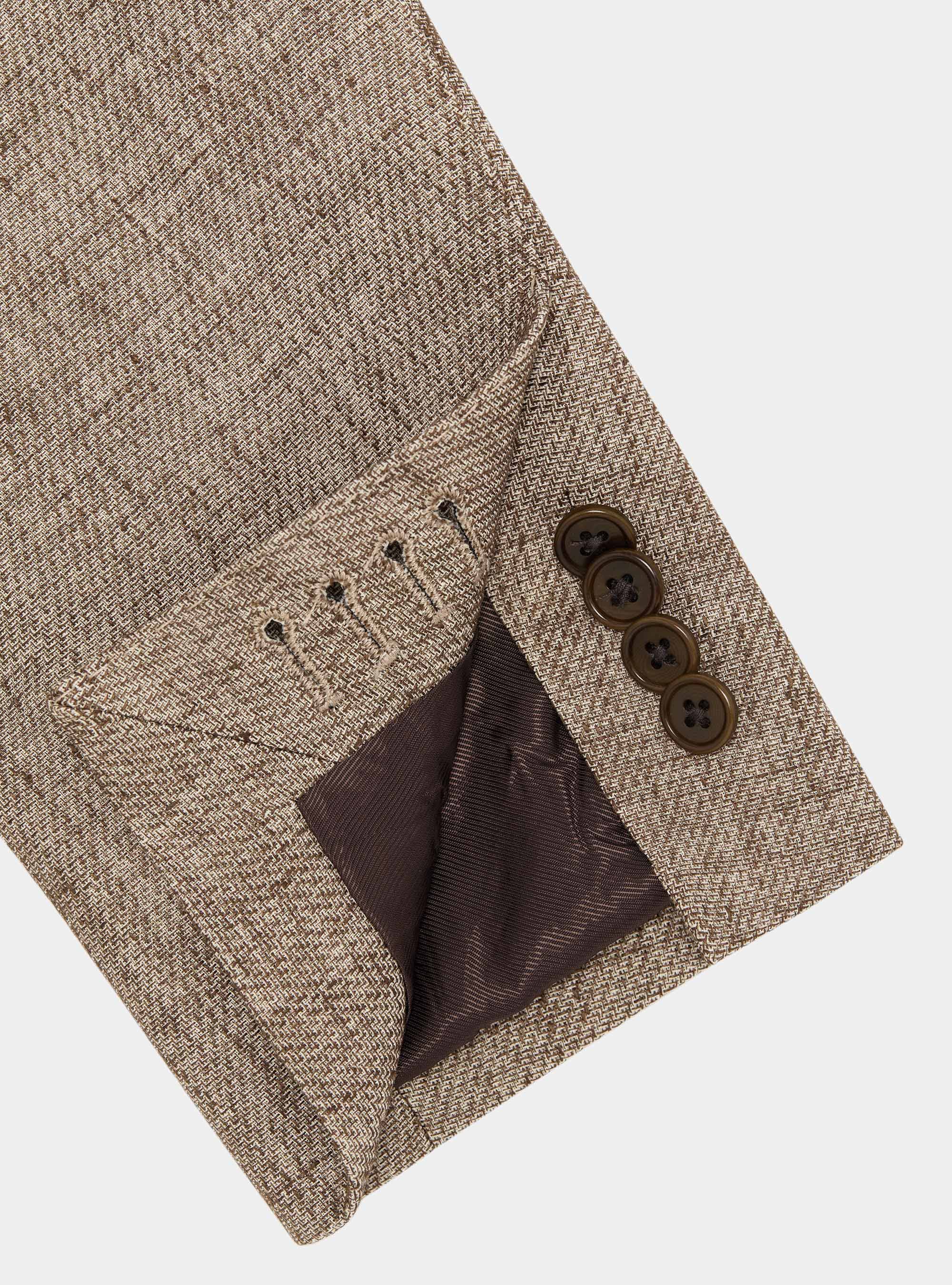 Giacca in cotone e lino fiammato, MARRONE