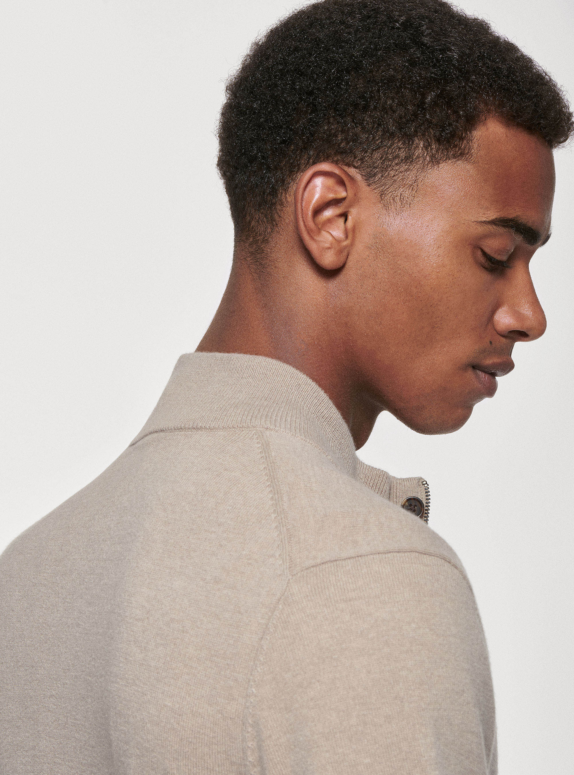 Cardigan in maglia in lana lambswool e cashmere, SABBIA