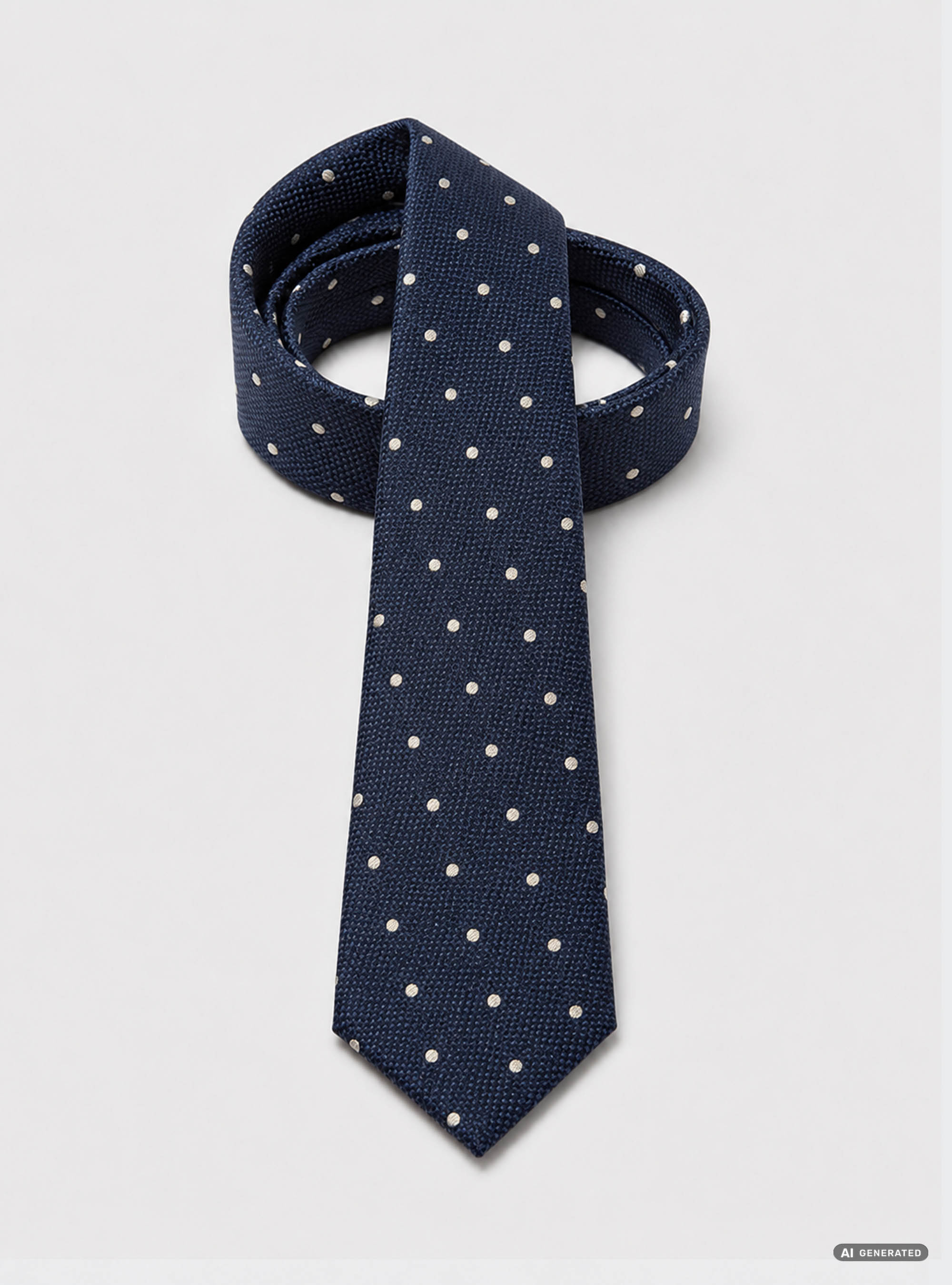 Cravatta in seta a pois jacquard, BLU MARINO/BIANCO