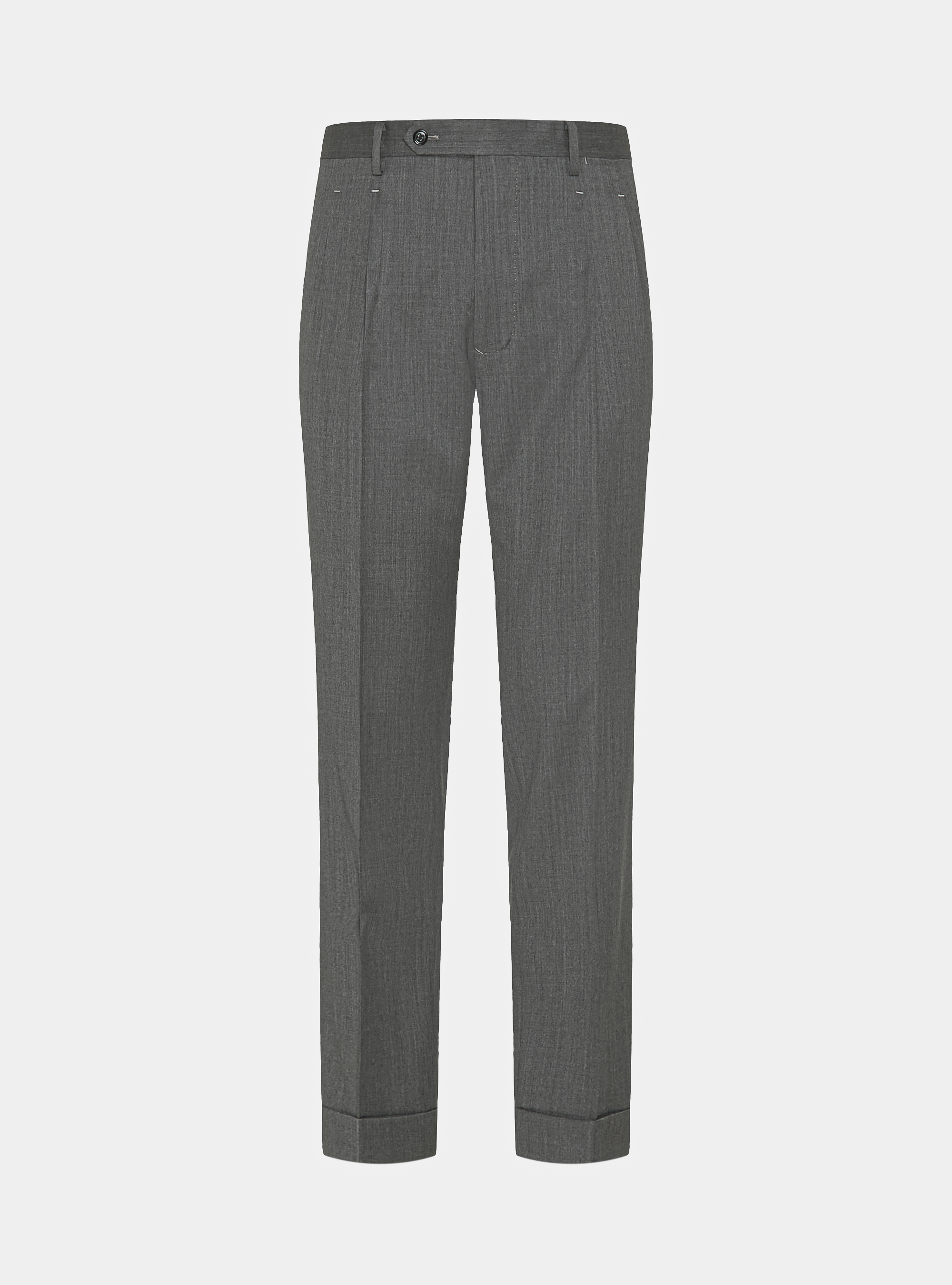 Trousers with pleats for double-breasted suit in superfine 110's Reda wool, GREY