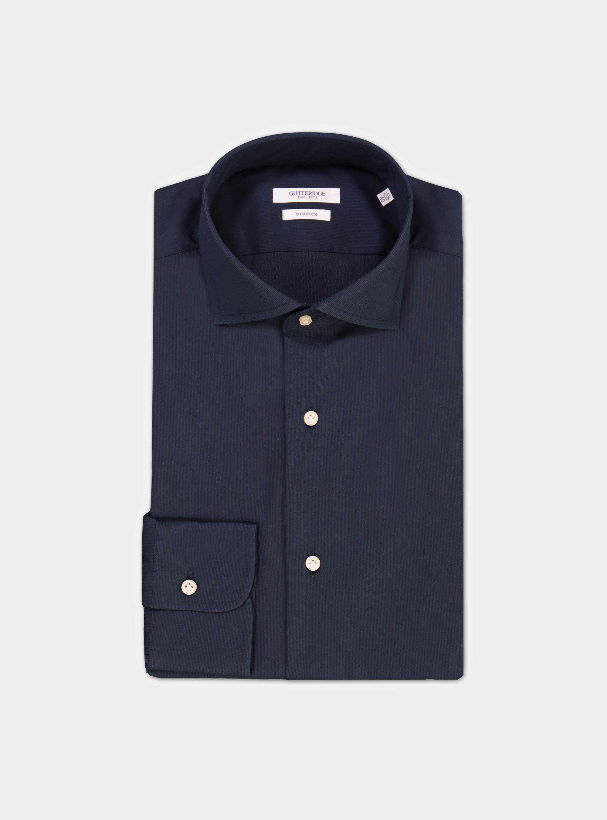 Piqué-Hemd aus Stretch-Baumwolle mit halboffenem Kragen, NAVY 0218C