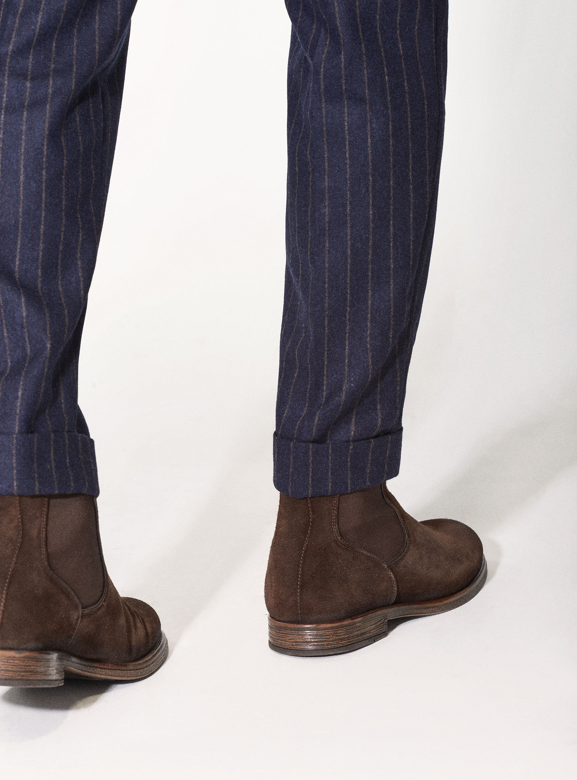 Pantaloni per abito in pura lana gessata Vitale Barberis Canonico, BLU NAVY