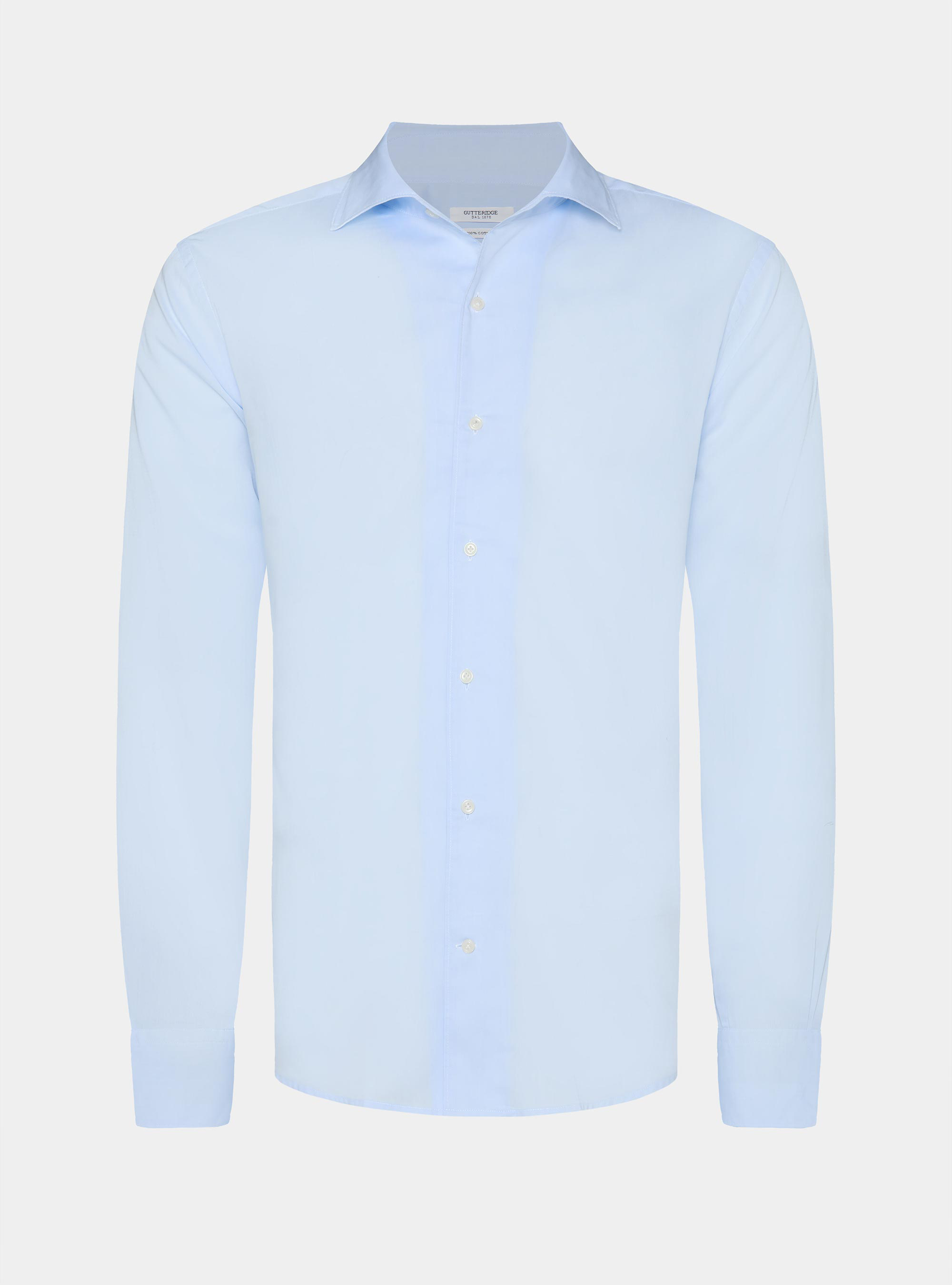 Cotton shirt with placket, LIGHT BLUE