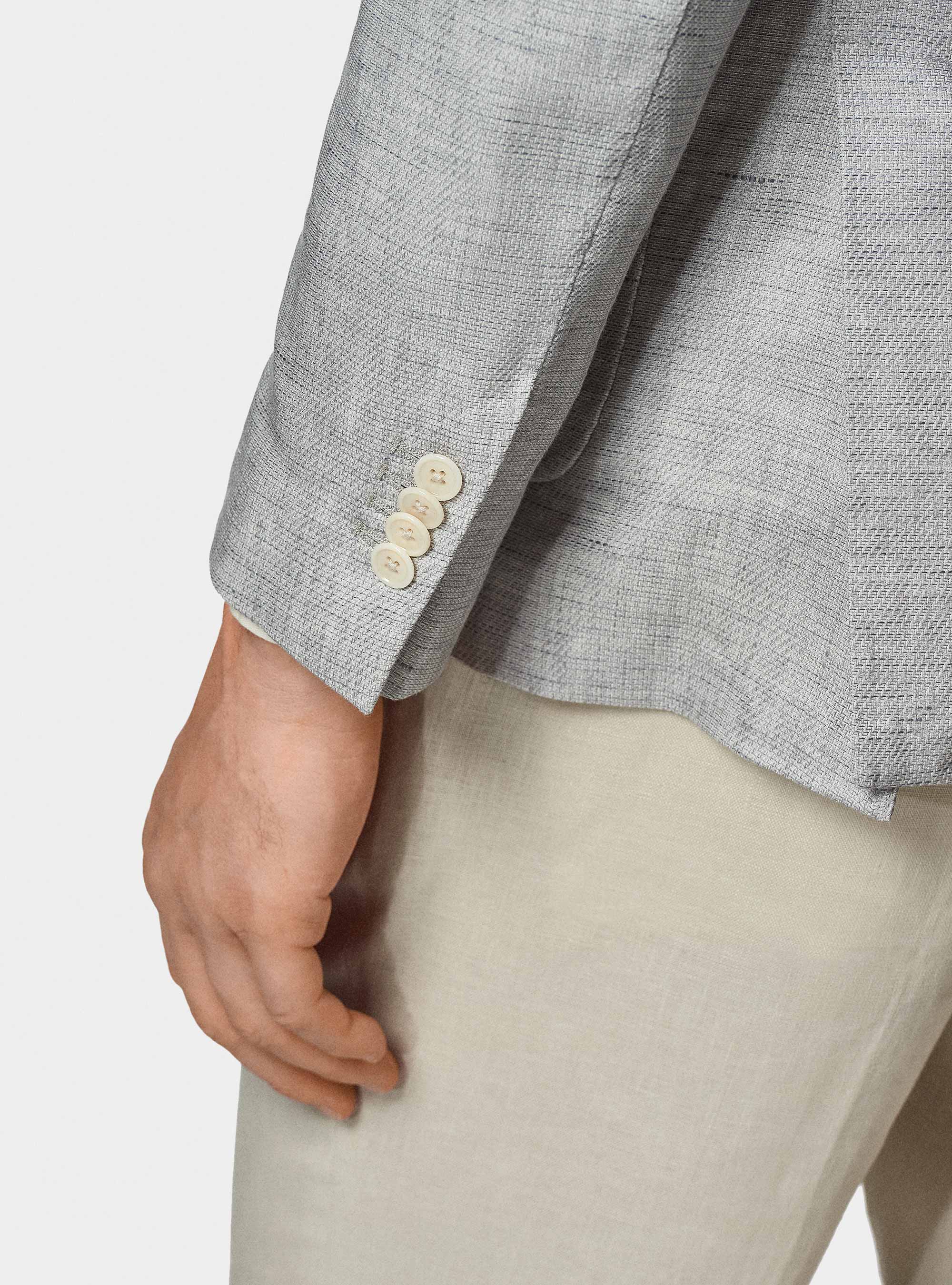 Americana en mezcla de lino y algodón, GRIGIO CHIARO 0256C