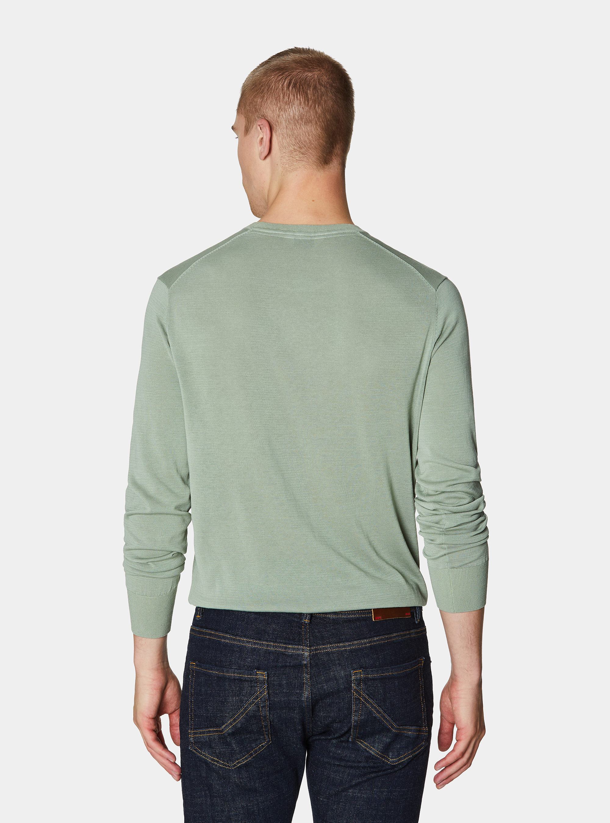 Cotton and silk crew neck sweater, SALVIA 0602C